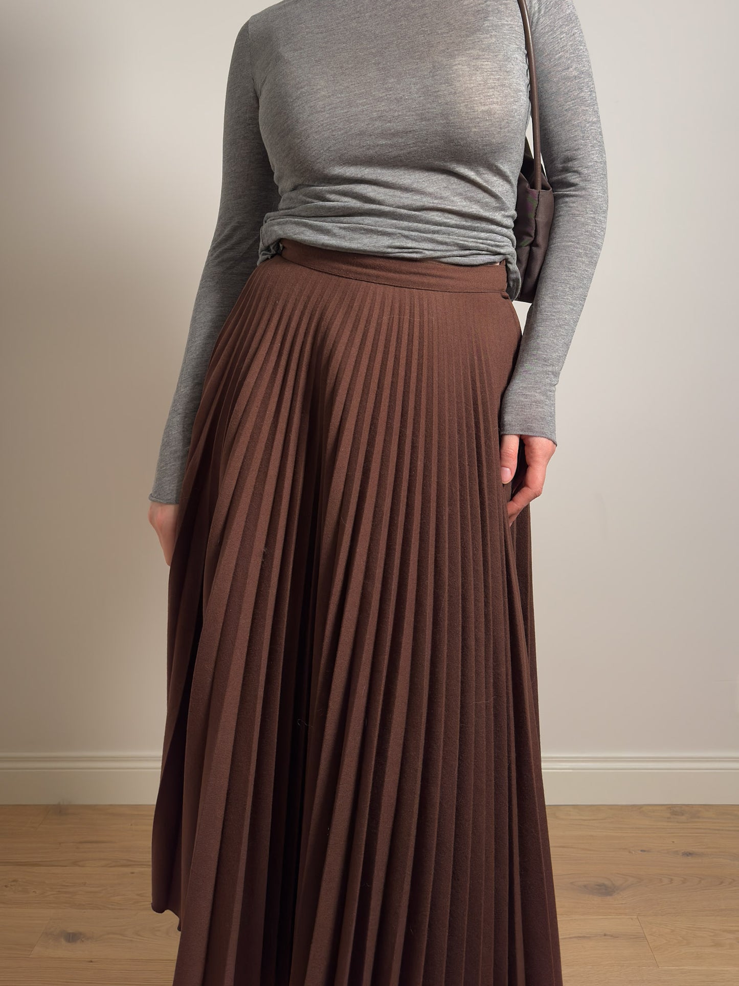 Pure virgin wool rust pleated skirt