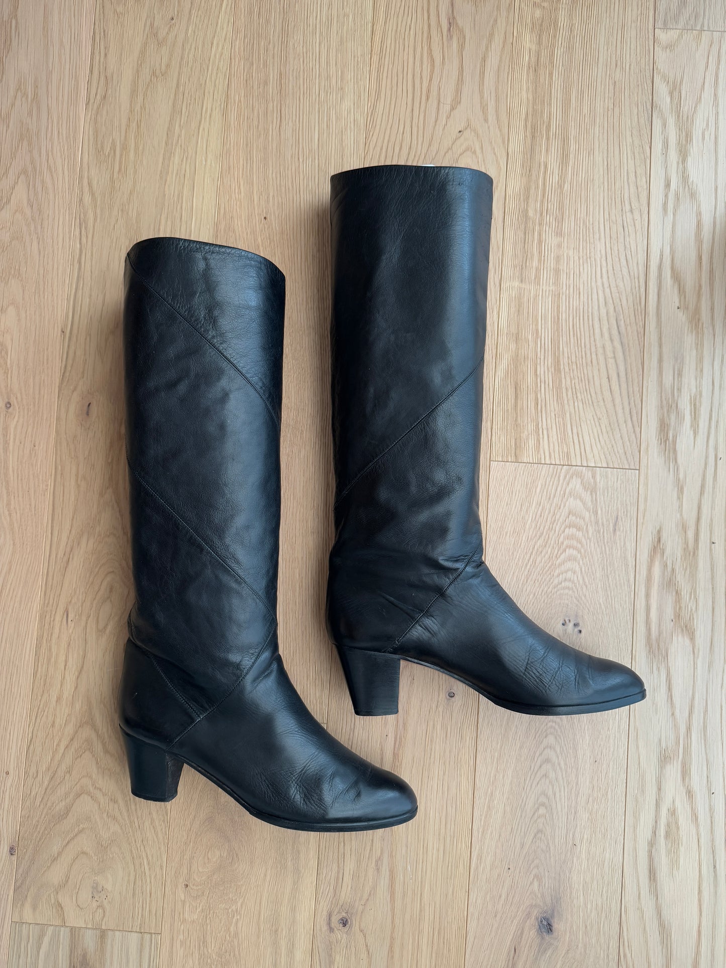 Real leather black boots