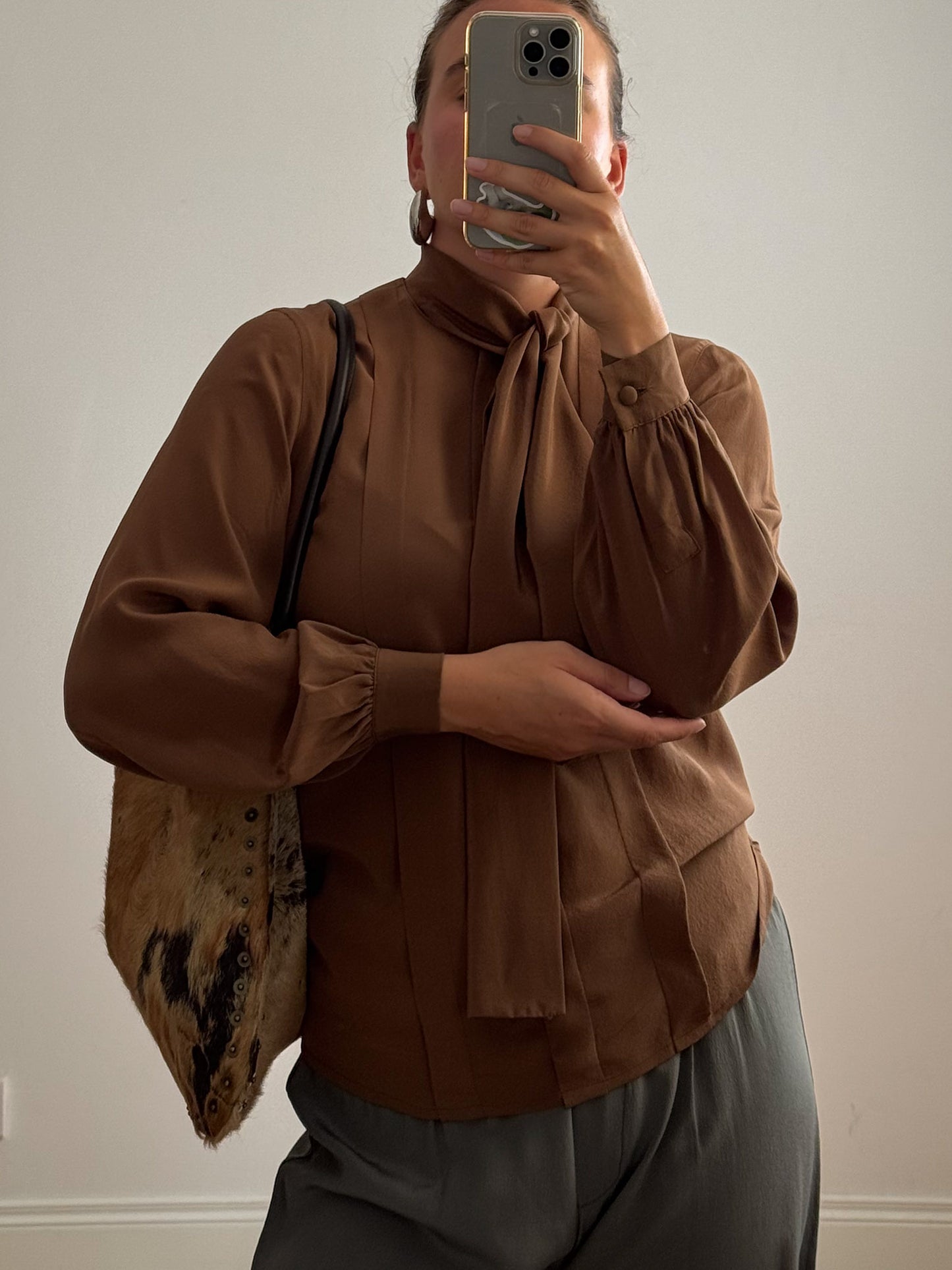 Pure silk brown blouse