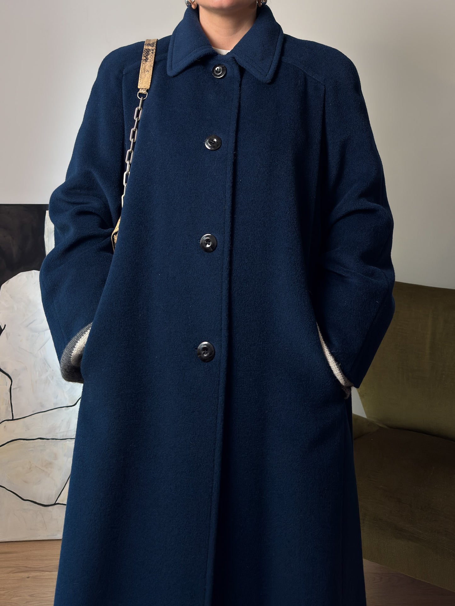 Pure virgin wool blue cobalt coat