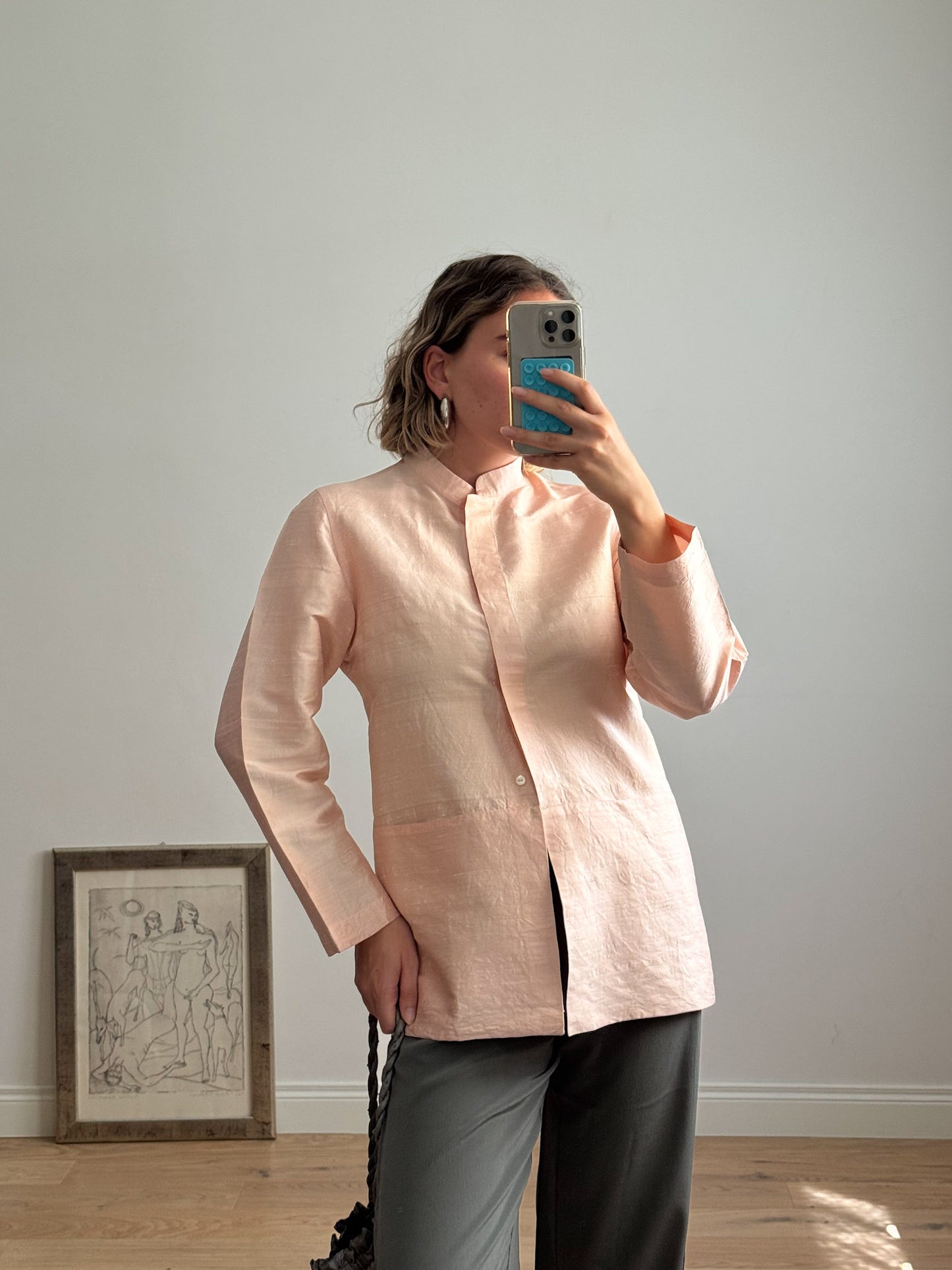 Pure silk pink shirt