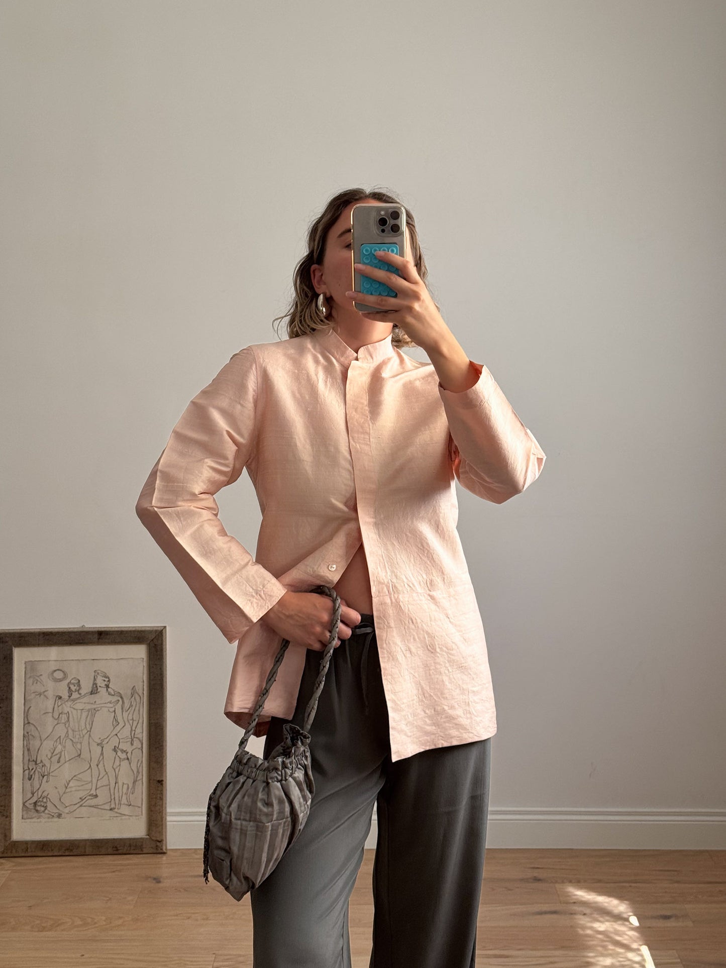 Pure silk pink shirt