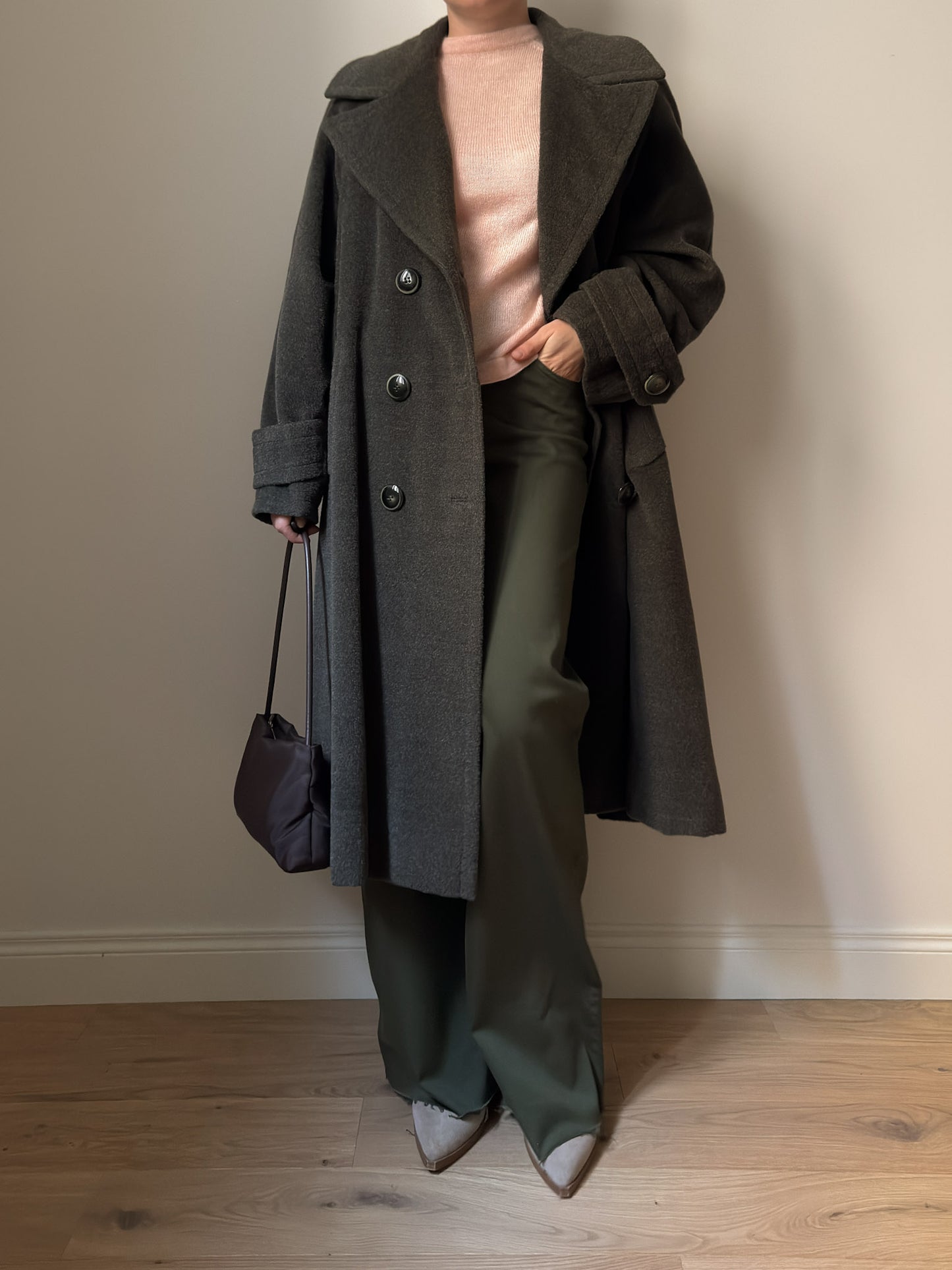 Wool and mohair olive coat