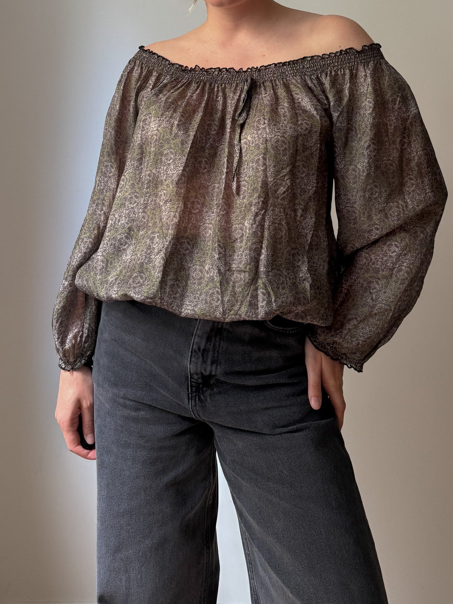 Pure silk printed blouse