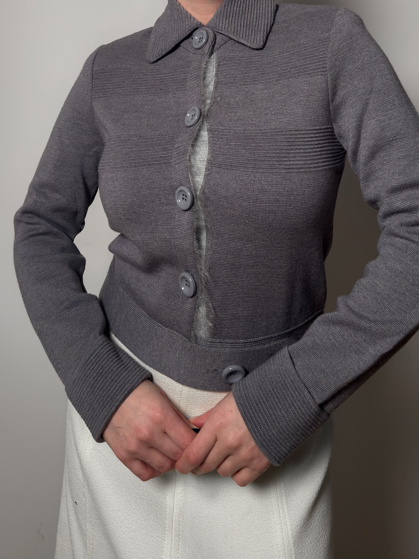 Pure merino wool grey cardigan