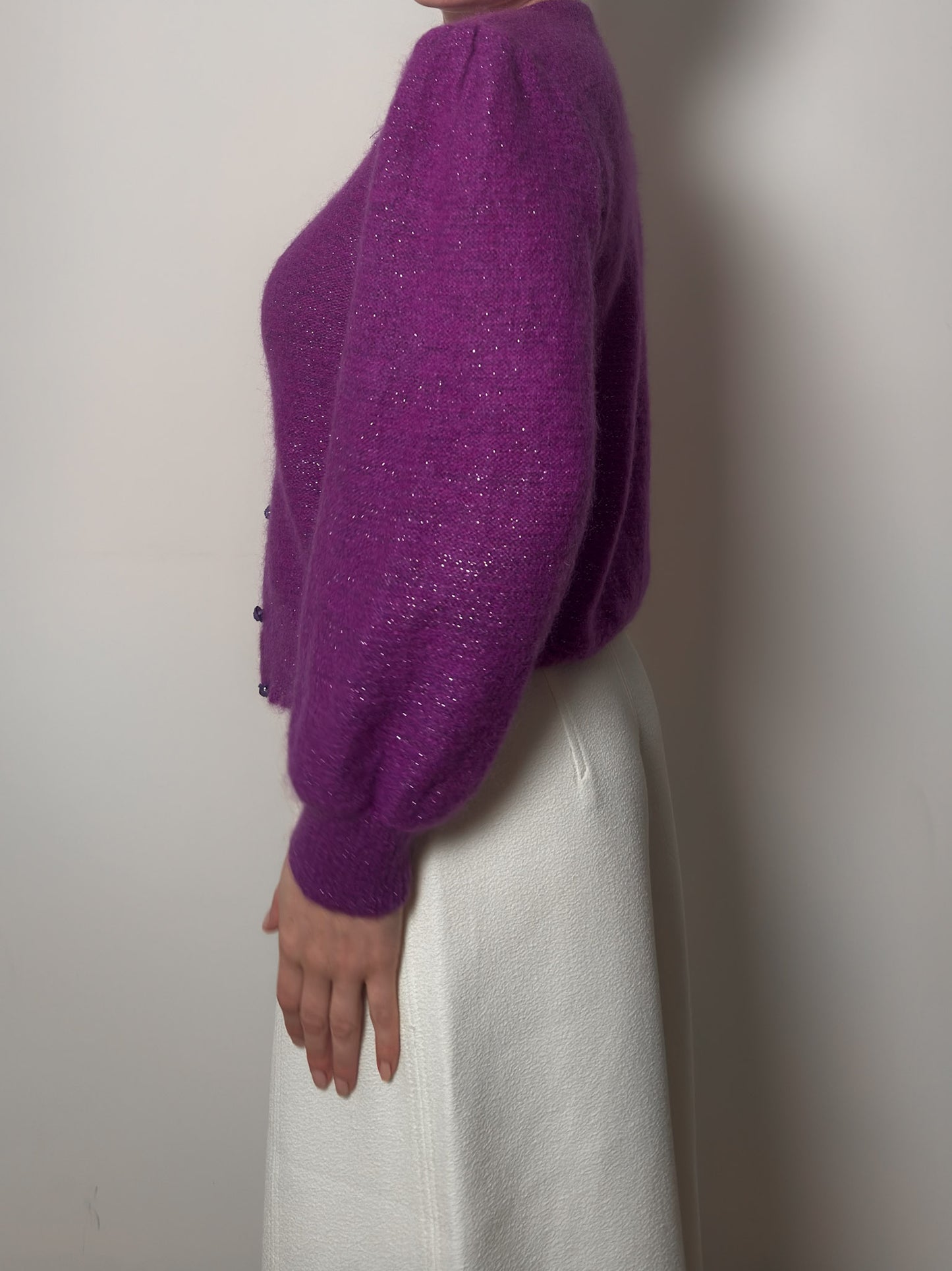 Super kid mohair violet cardigan