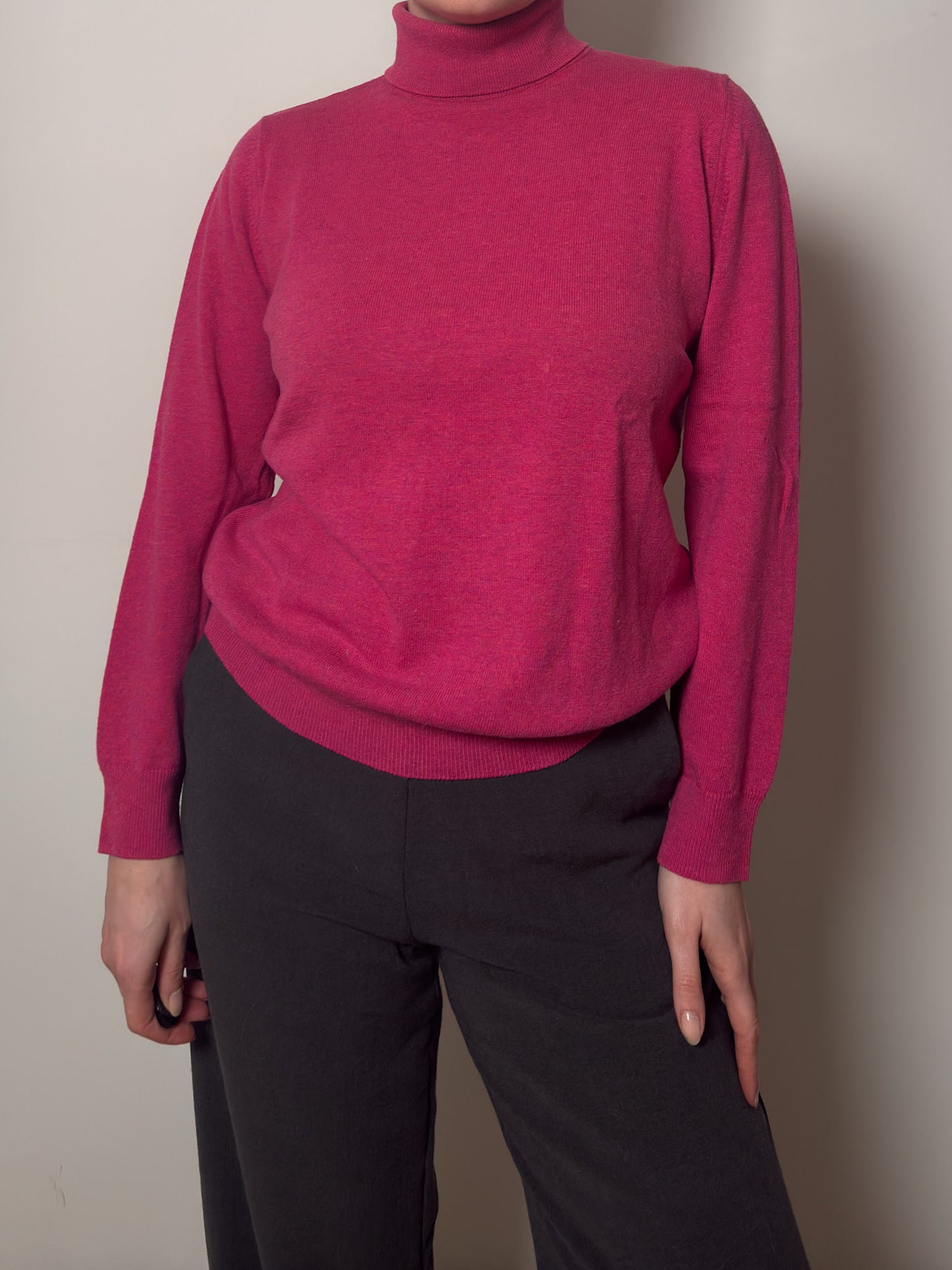Pure new wool cyclamen turtleneck pull