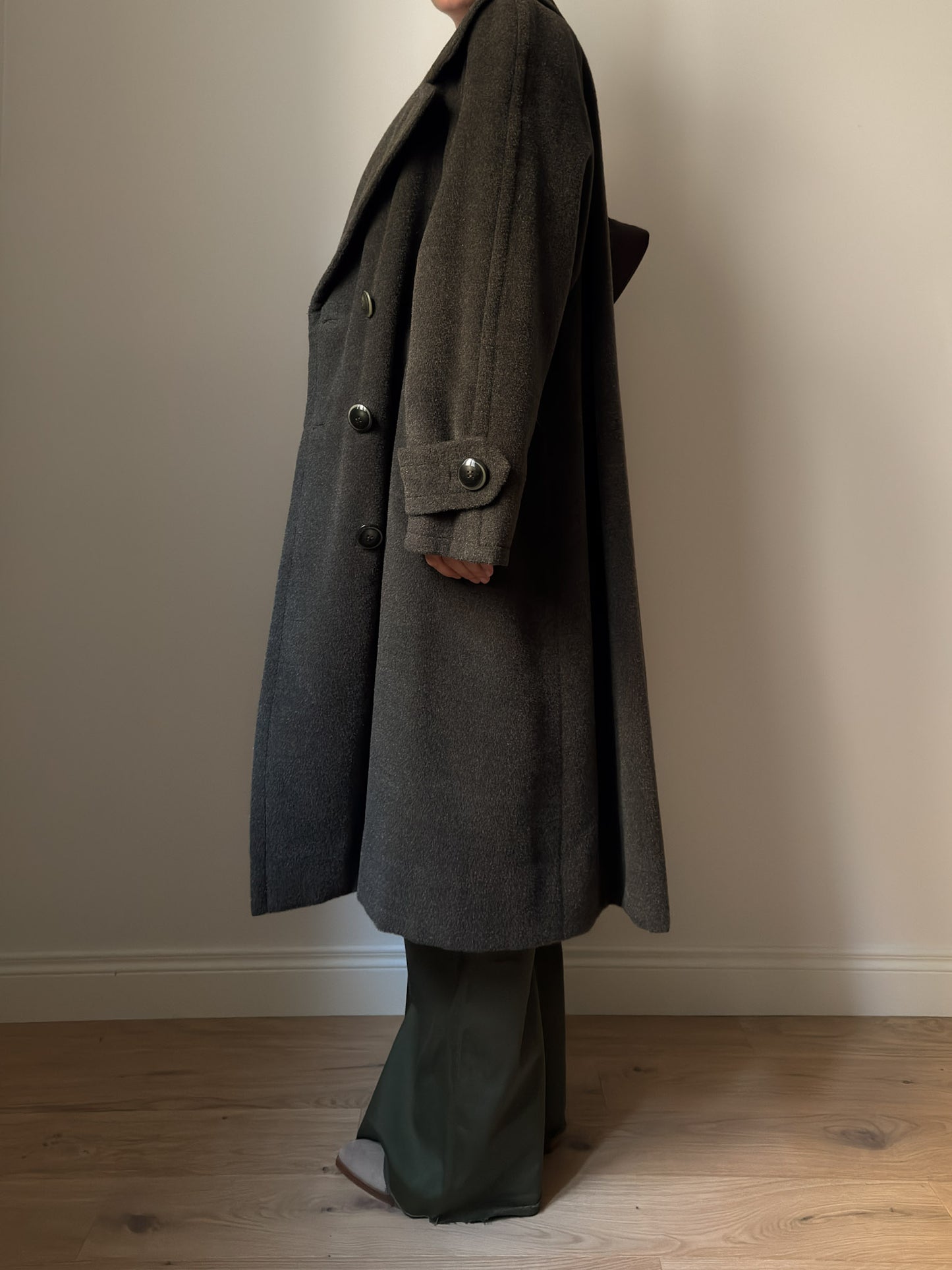 Wool and mohair olive coat