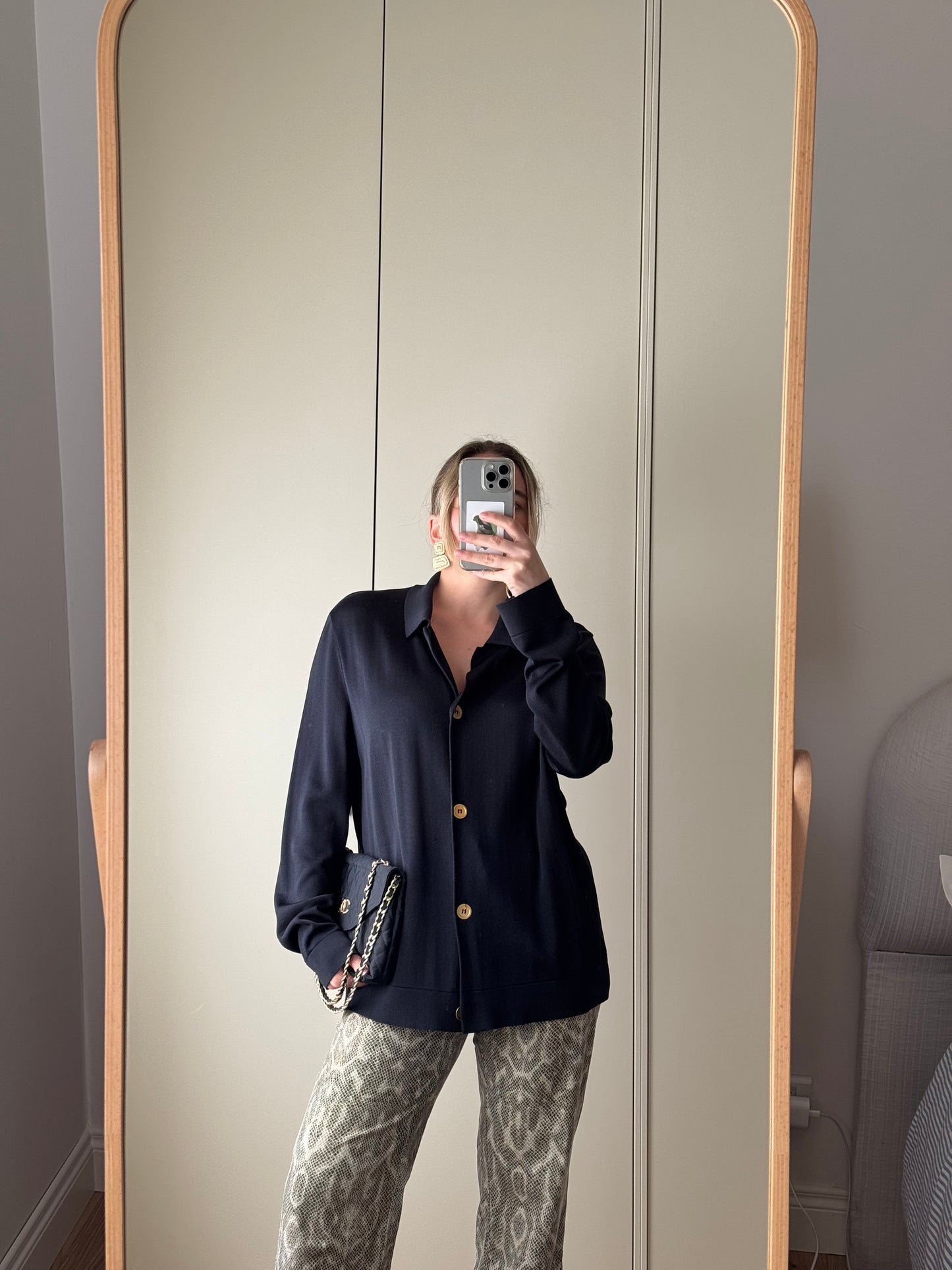 Pure viscose blue cardigan