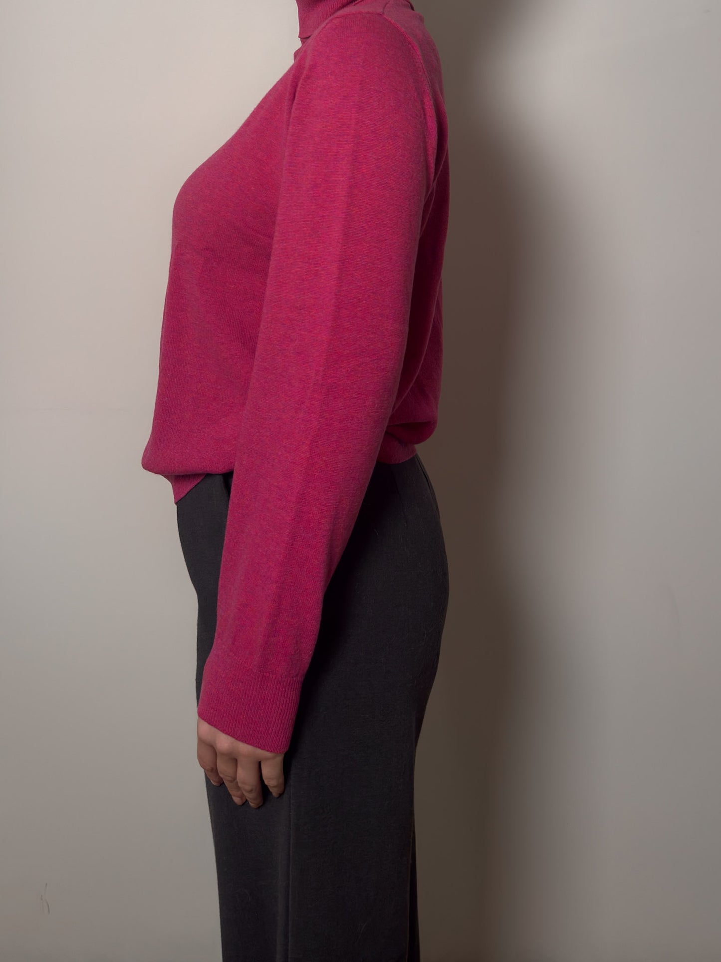 Pure new wool cyclamen turtleneck pull