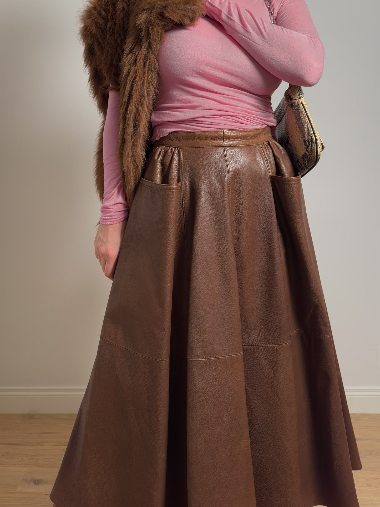 Real leather rust skirt