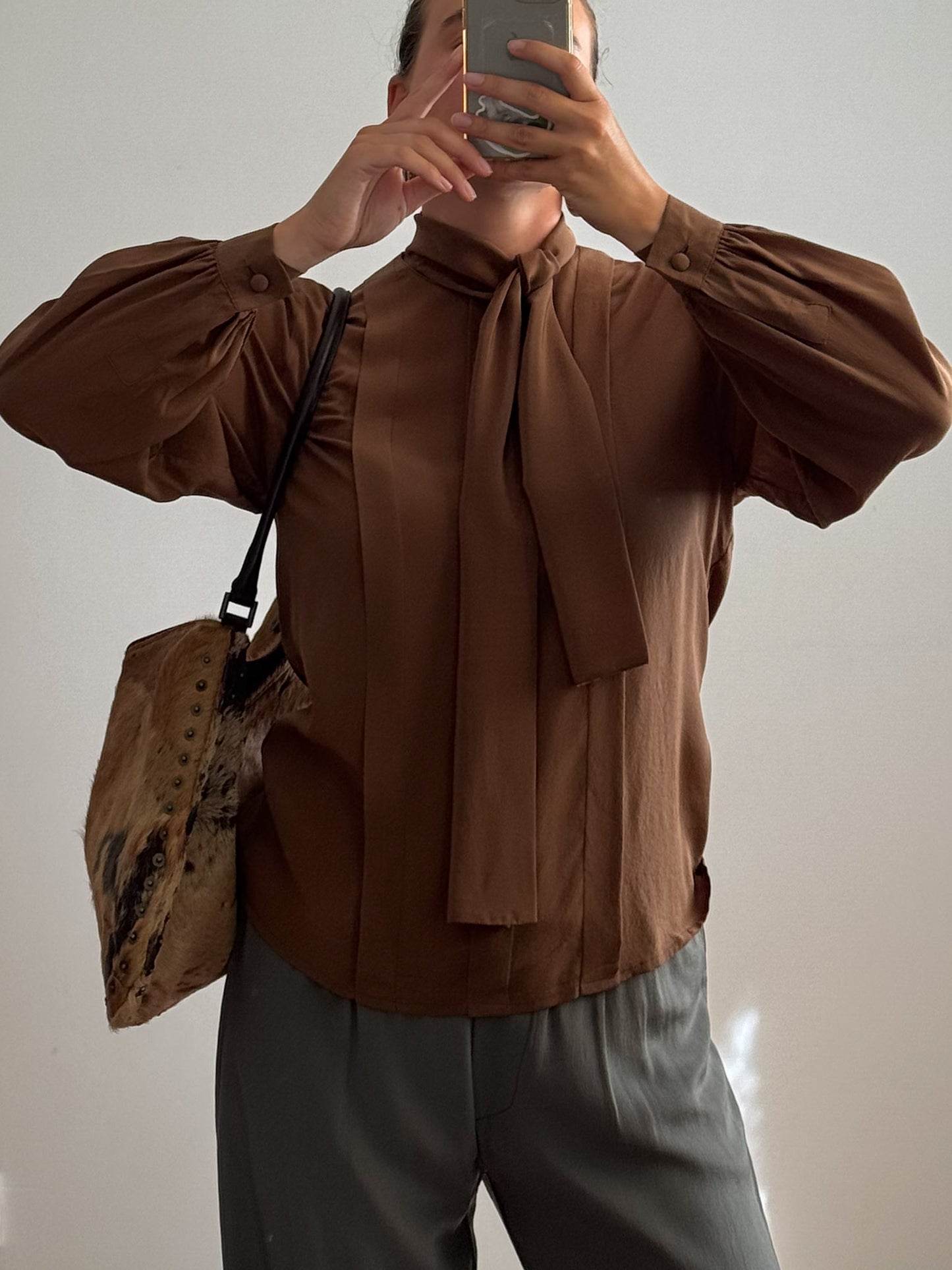 Pure silk brown blouse