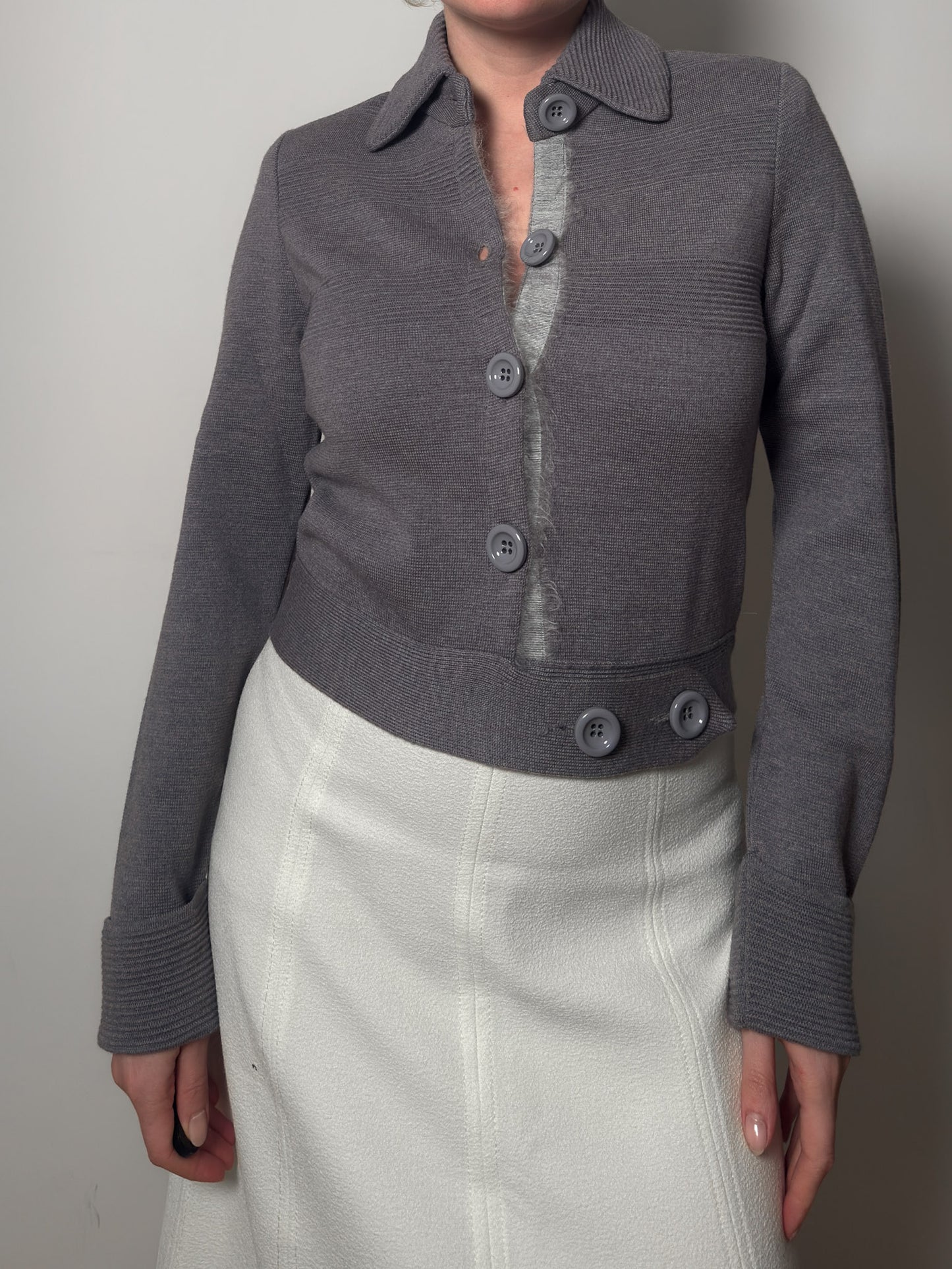 Pure merino wool grey cardigan