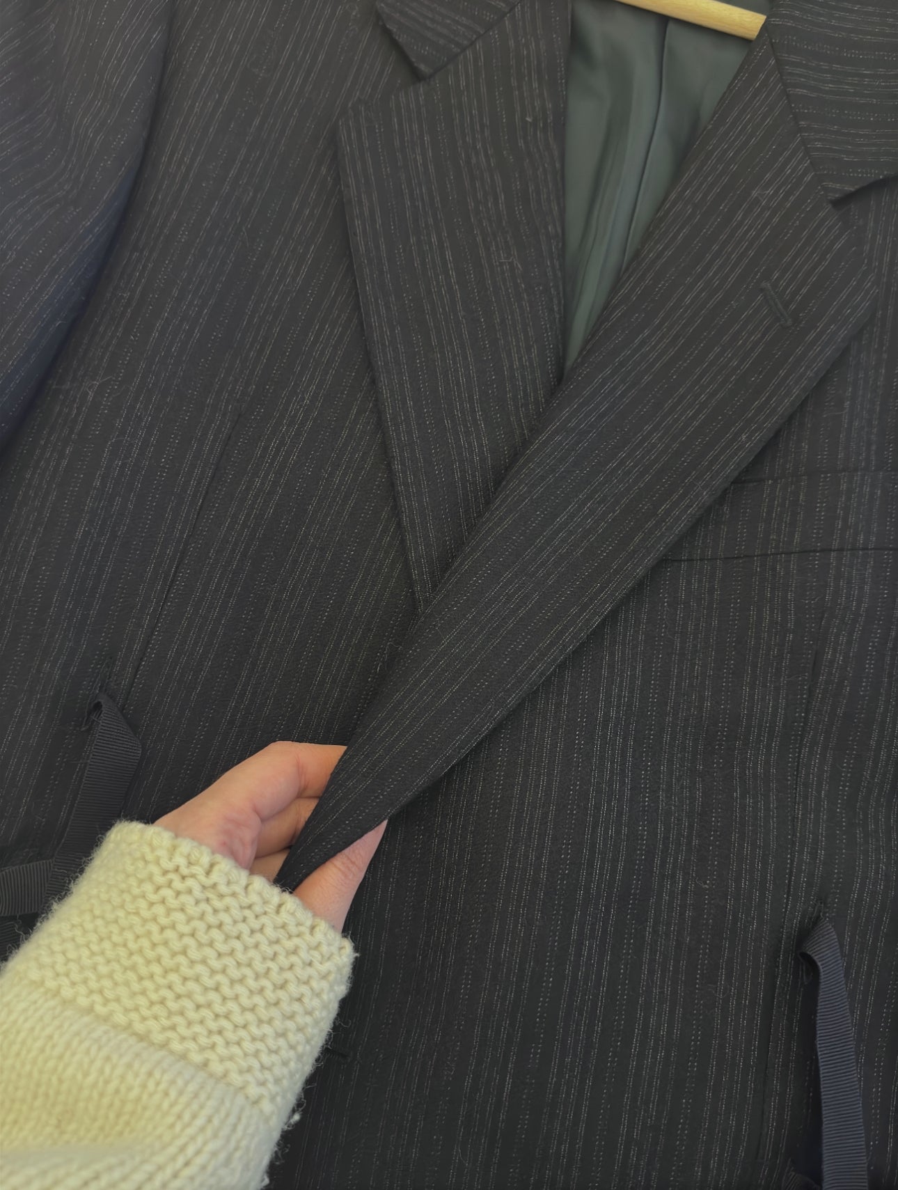 Brando pinstriped blue wool