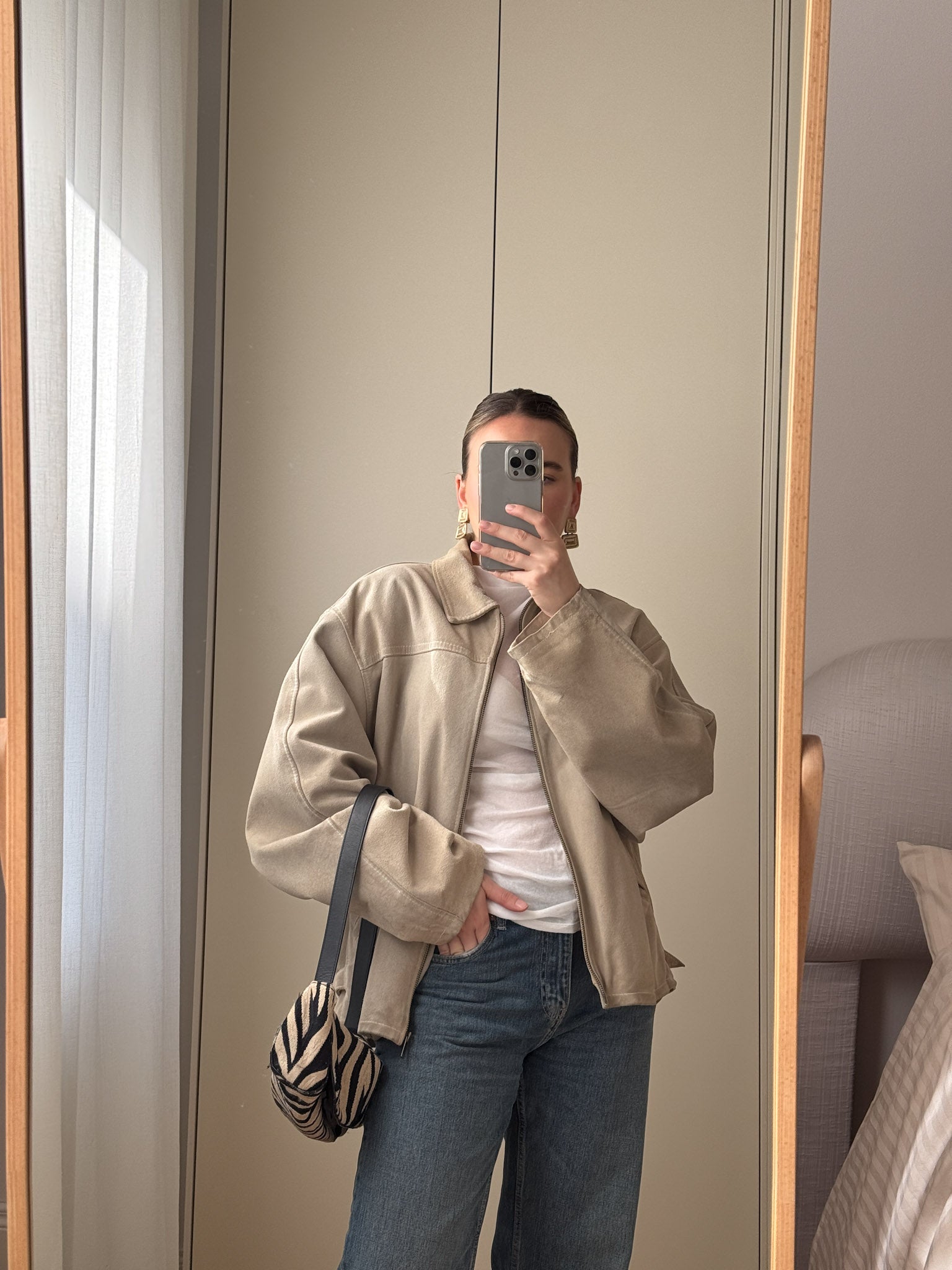 Real suede sand jacket