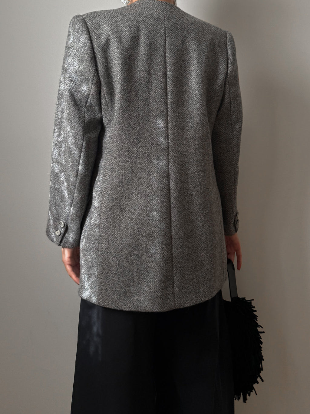 Pure wool herringbone grey blazer