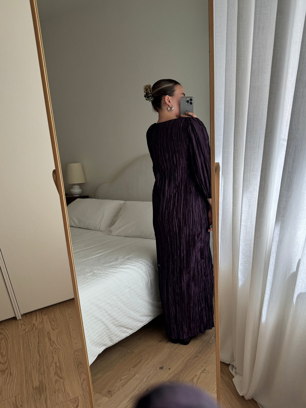 Pleated irregular purple dress