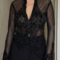 Beads sheer black blouse