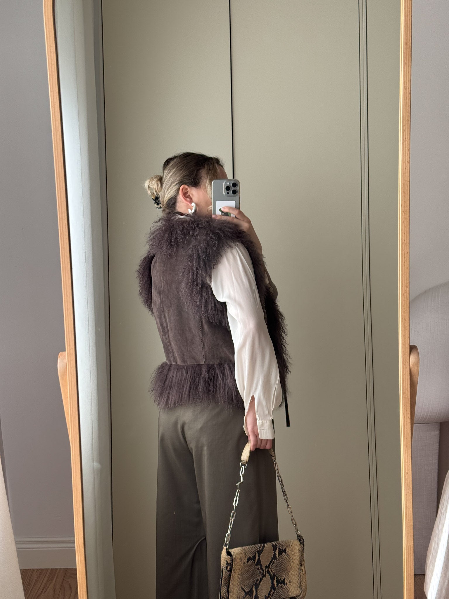 Mongolia and suede gilet