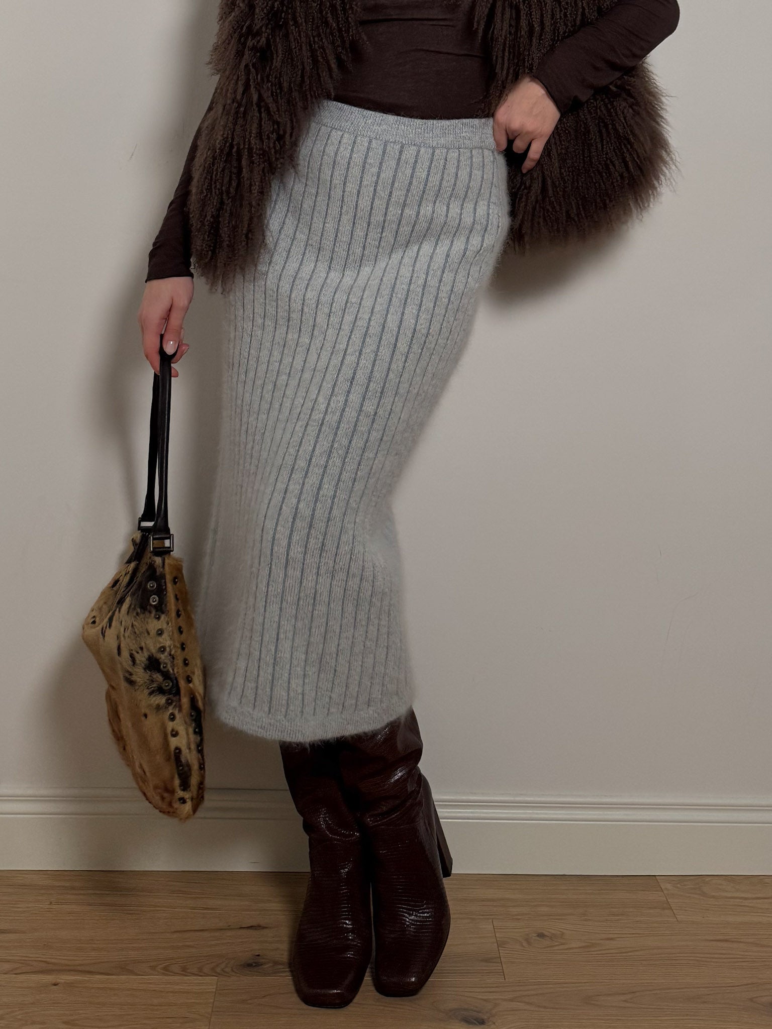 Wool and angora sky skirt