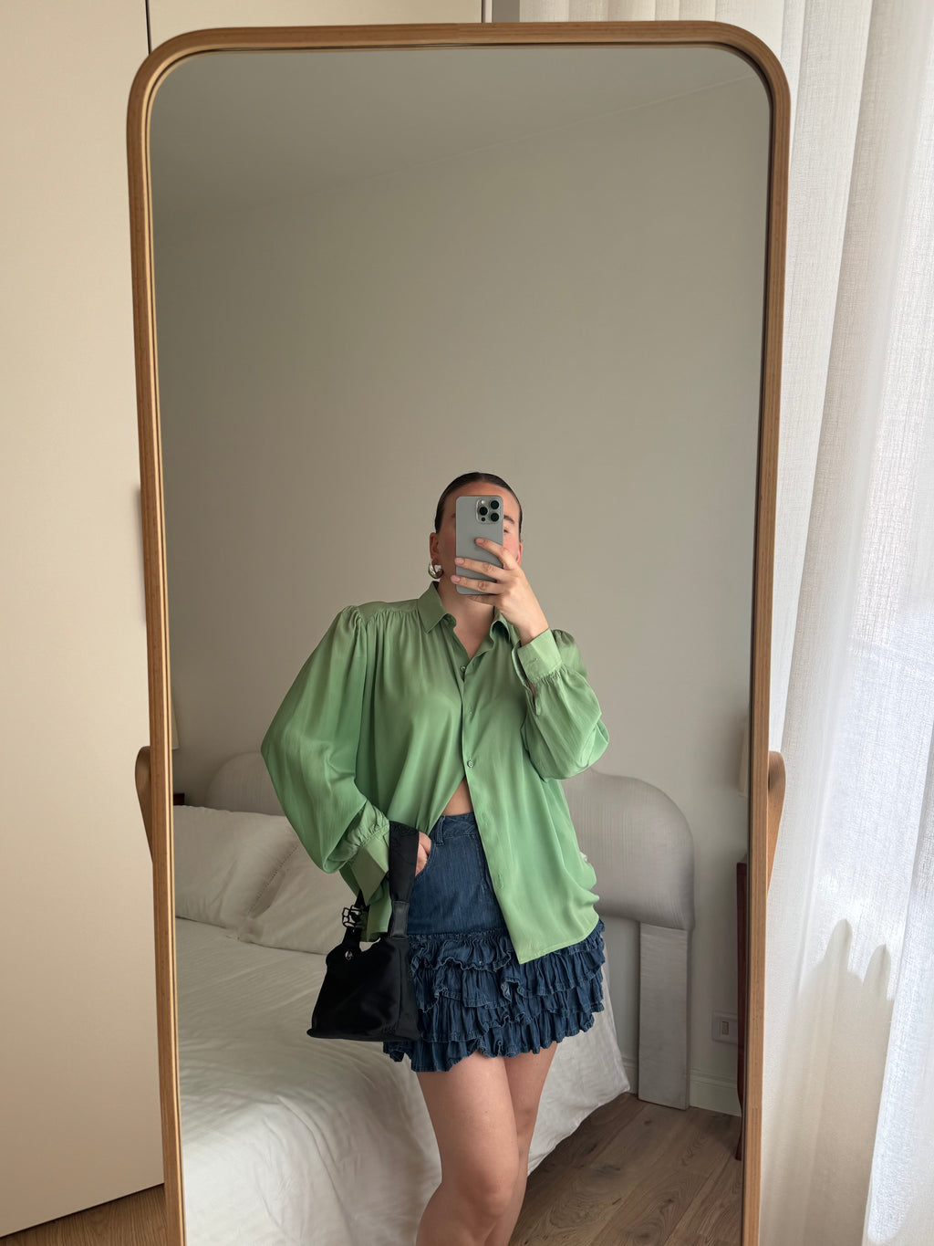 Silk blend green shirt