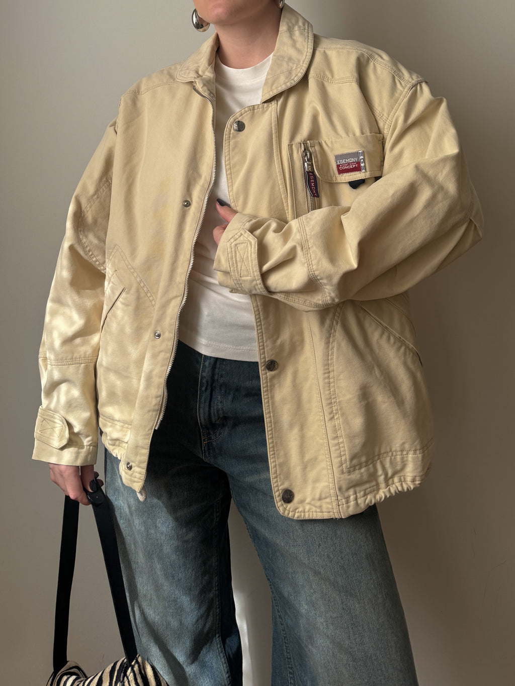 Giacca vintage in puro cotone con dettagli utility