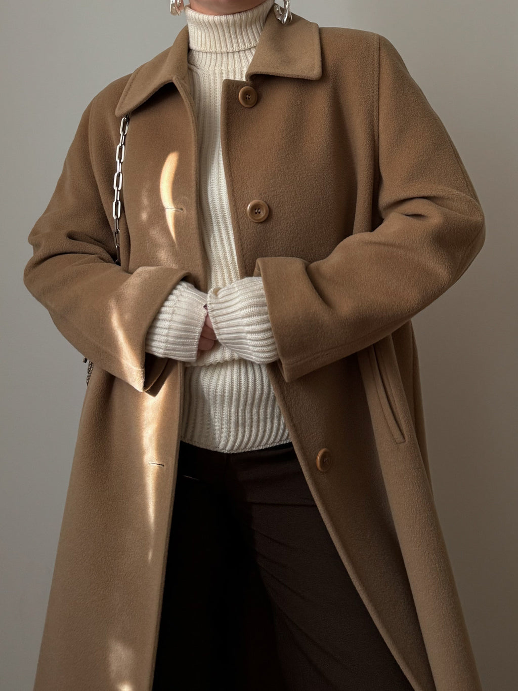 Pure wool camel long coat