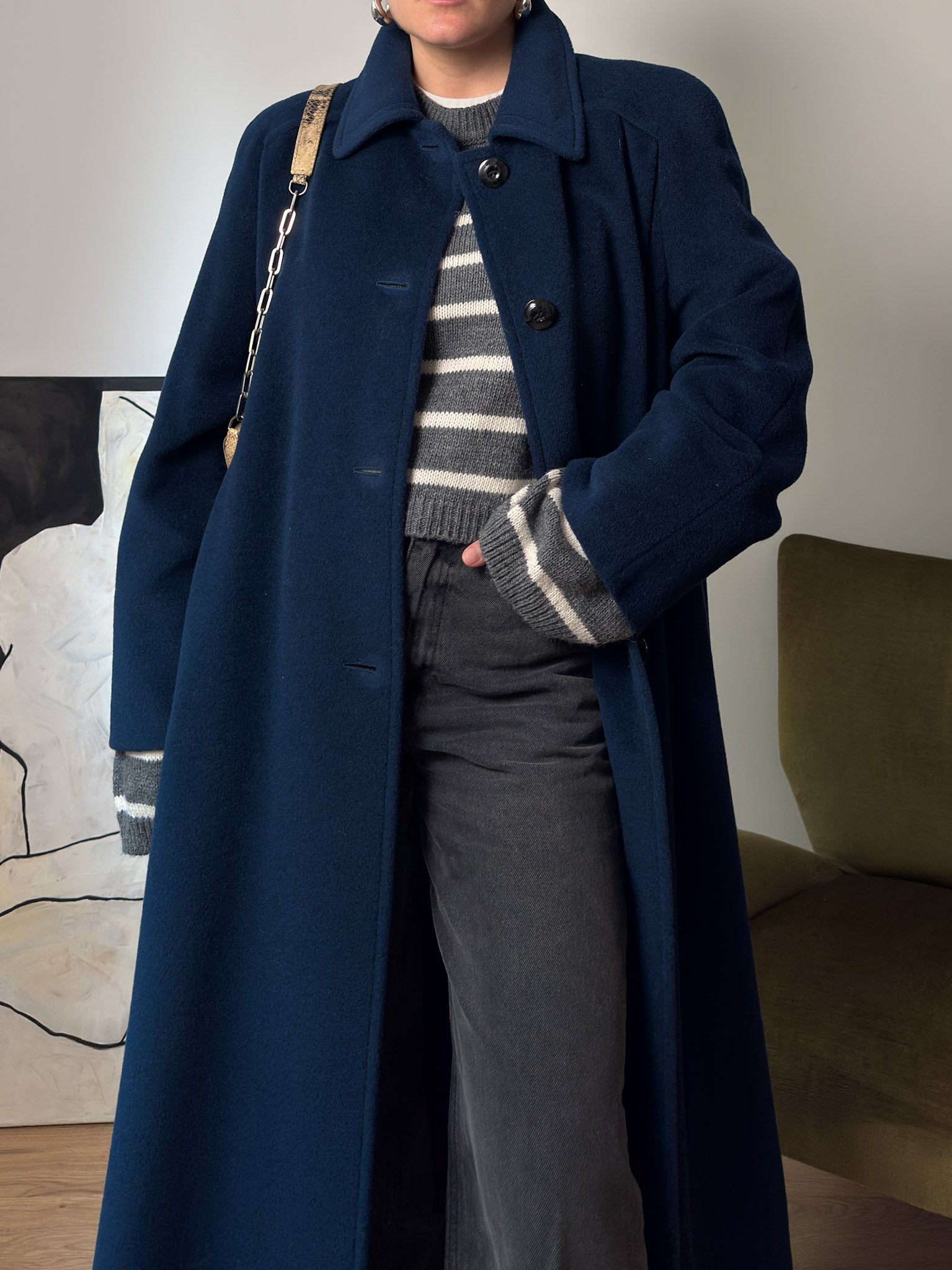 Pure virgin wool blue cobalt coat