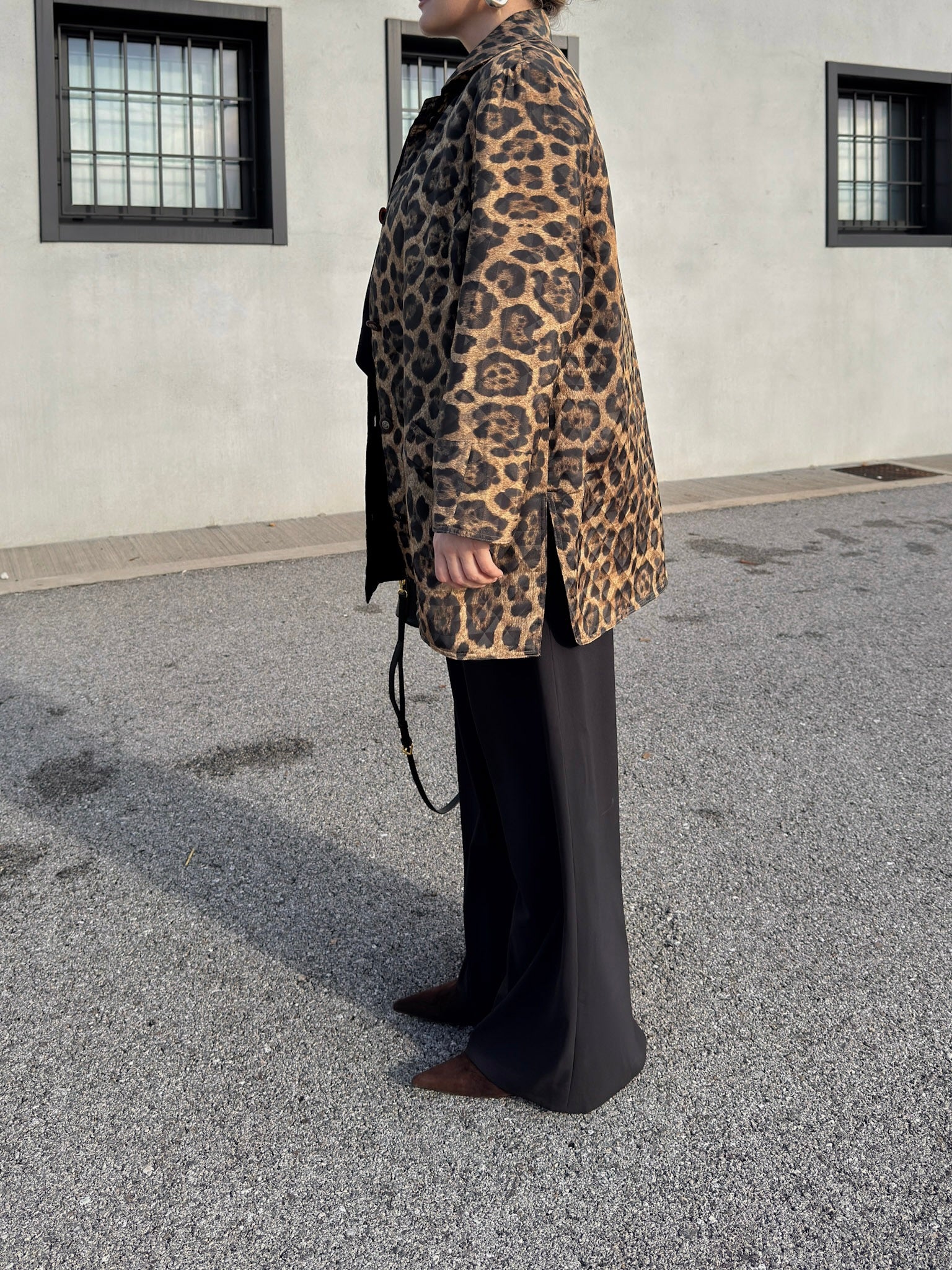 Quilted double face animalier jacket