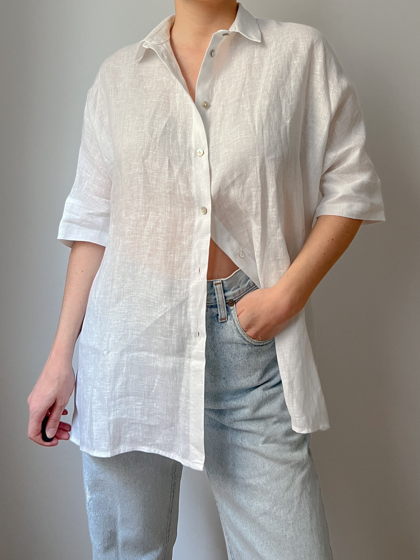 Pure linen white shirt