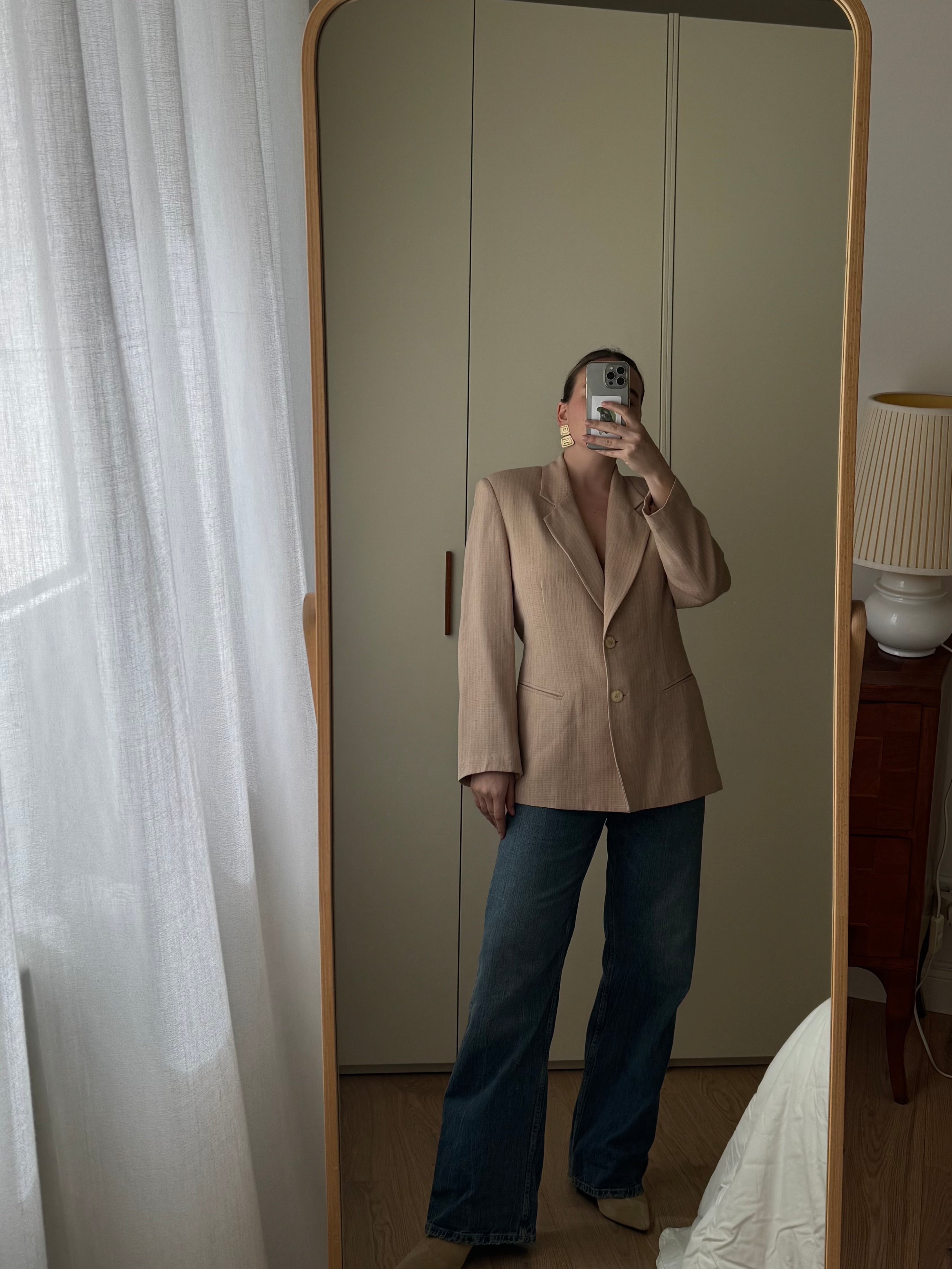 Viscose and wool pink blazer