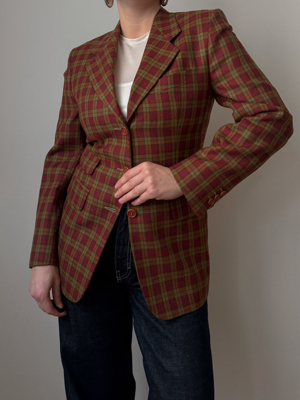 Pure wool check blazer