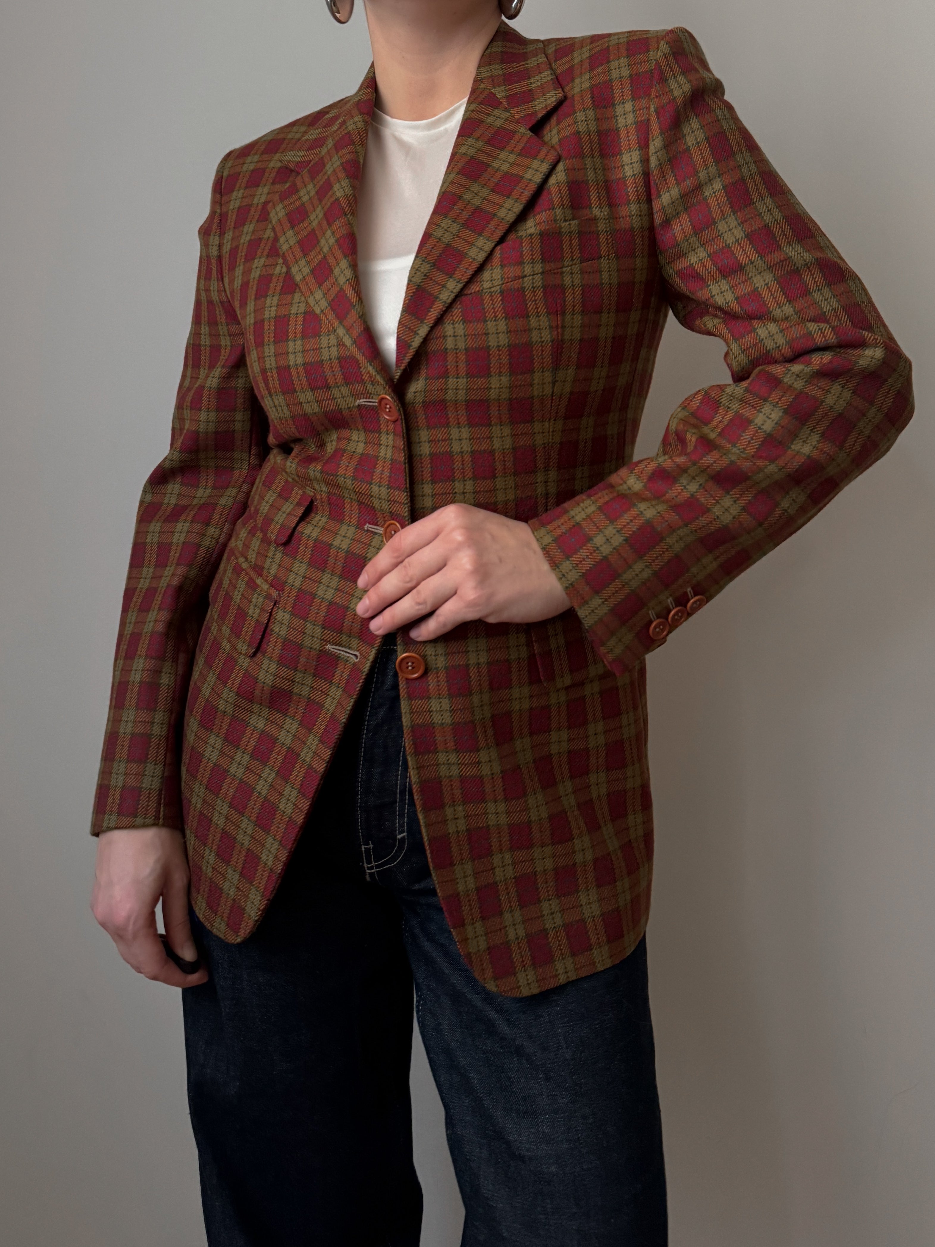 Pure wool check blazer