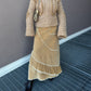 Velvet camel long skirt