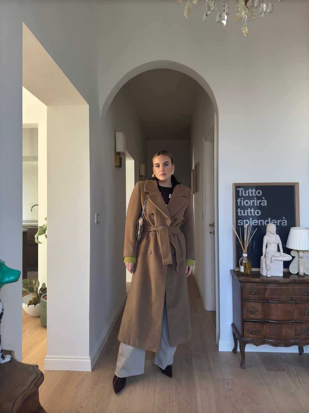 Pure wool camel long coat