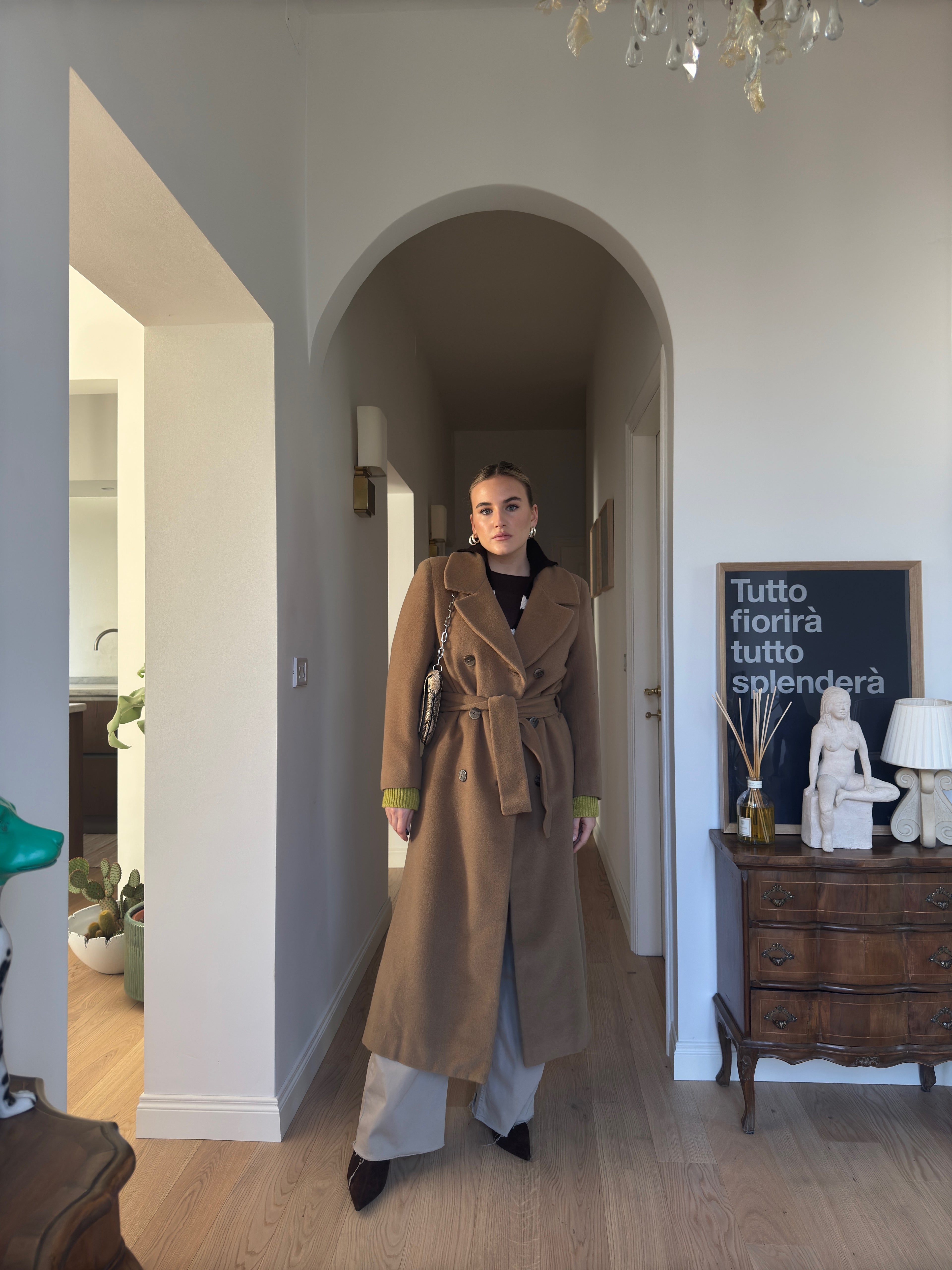 Pure wool camel long coat