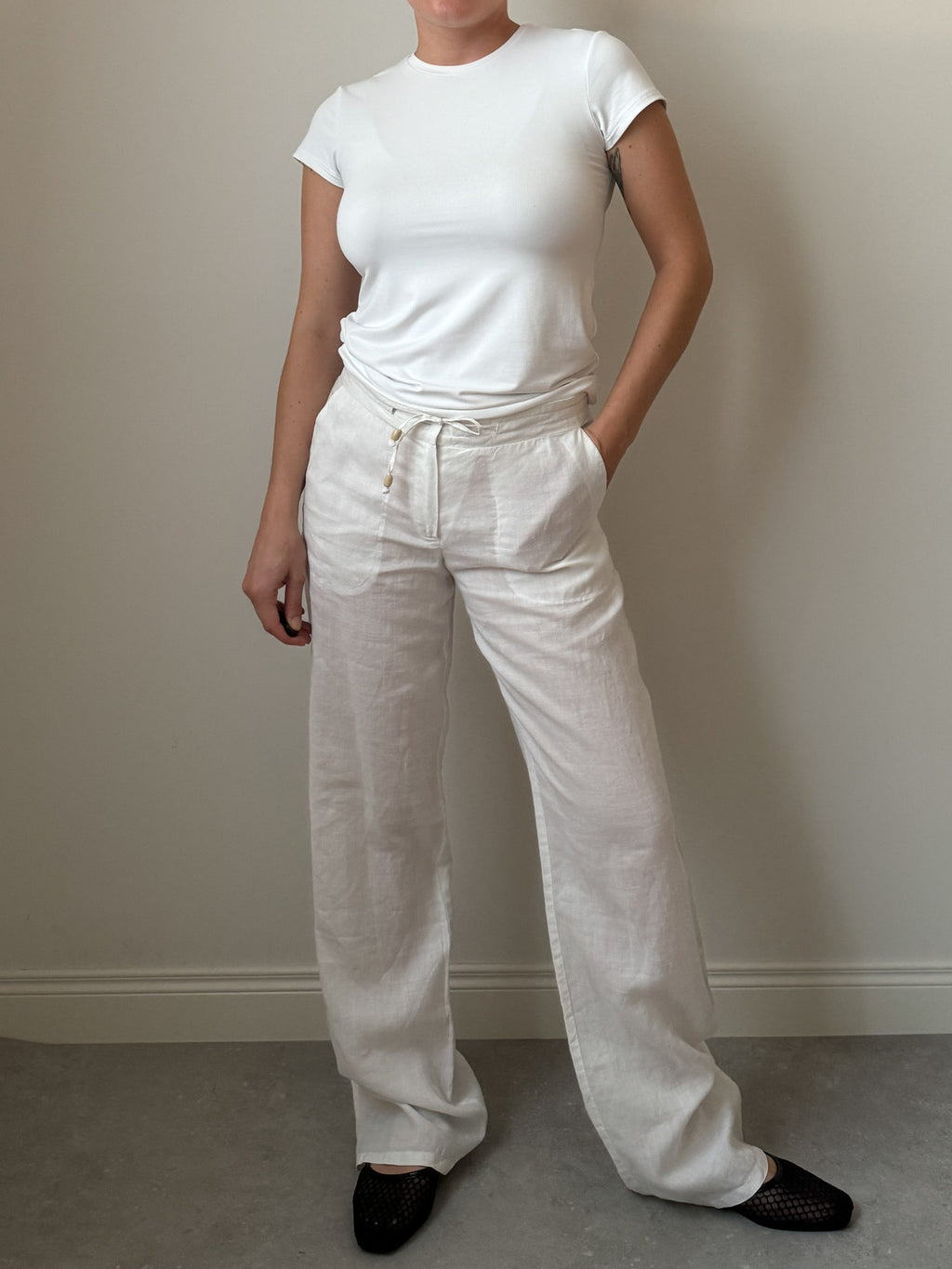 Pure linen white pants