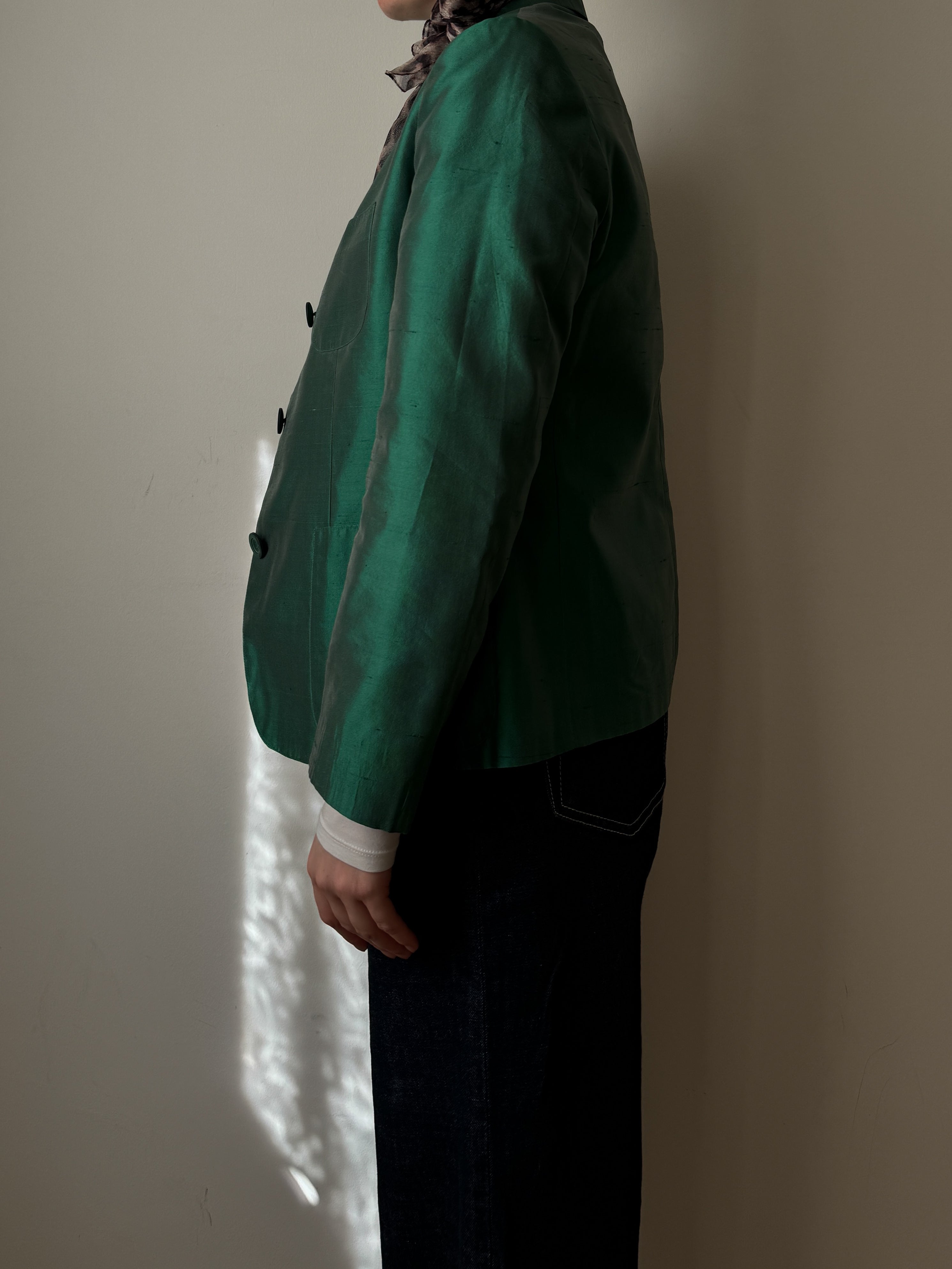 Shantung silk green blazer