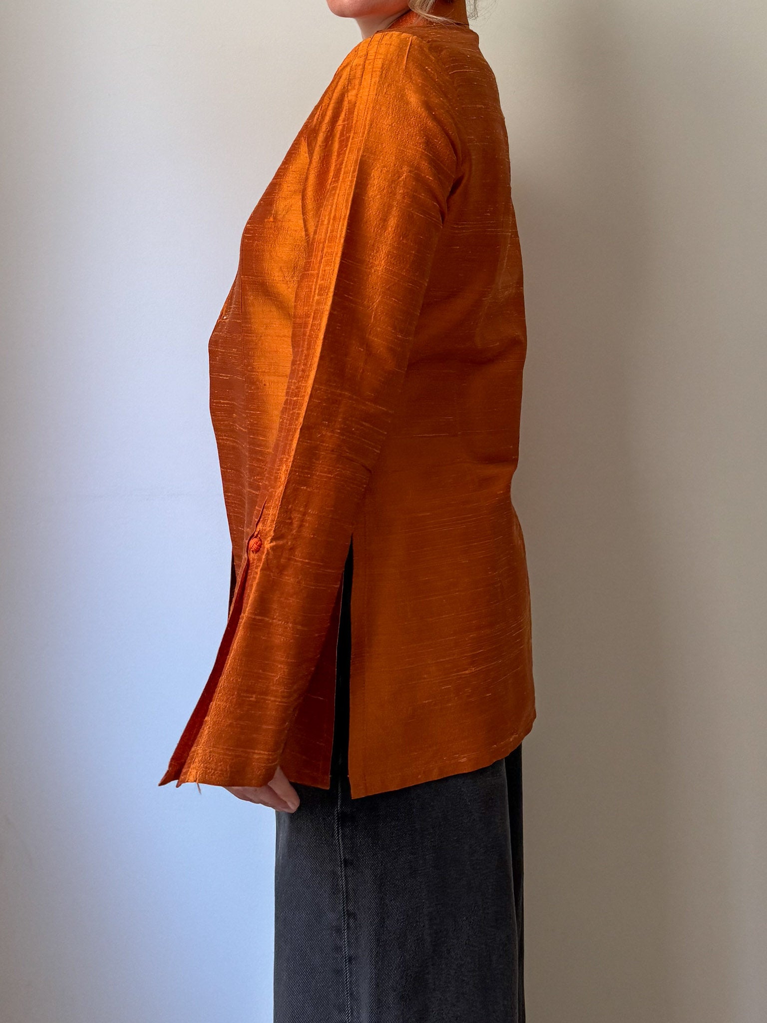 Shantung silk orange blouse
