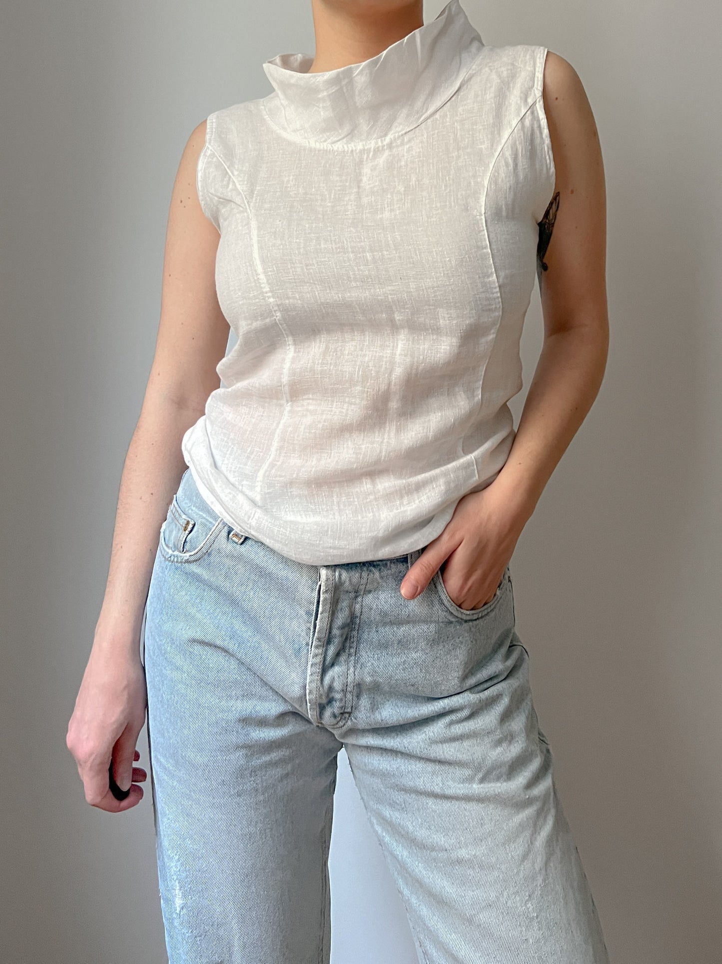 Pure linen white top