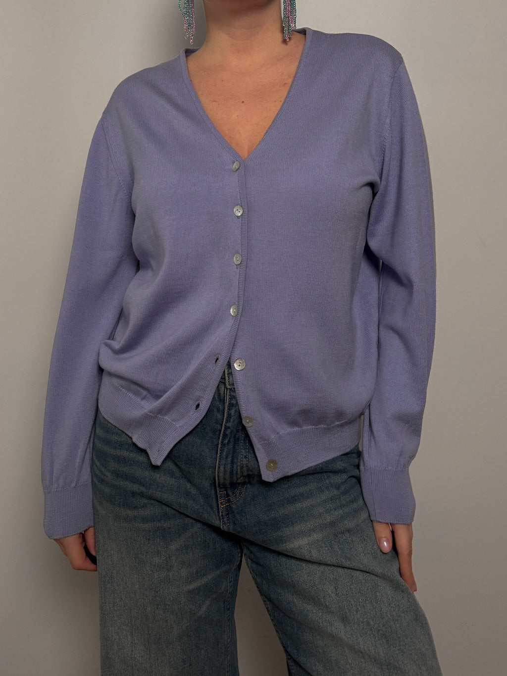 Merino wool lavander cardigan