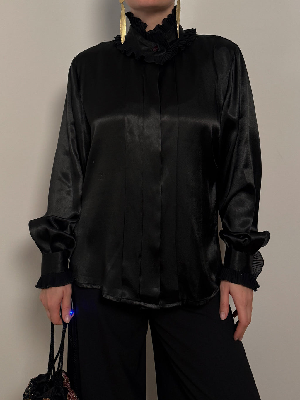 Satin effect black blouse