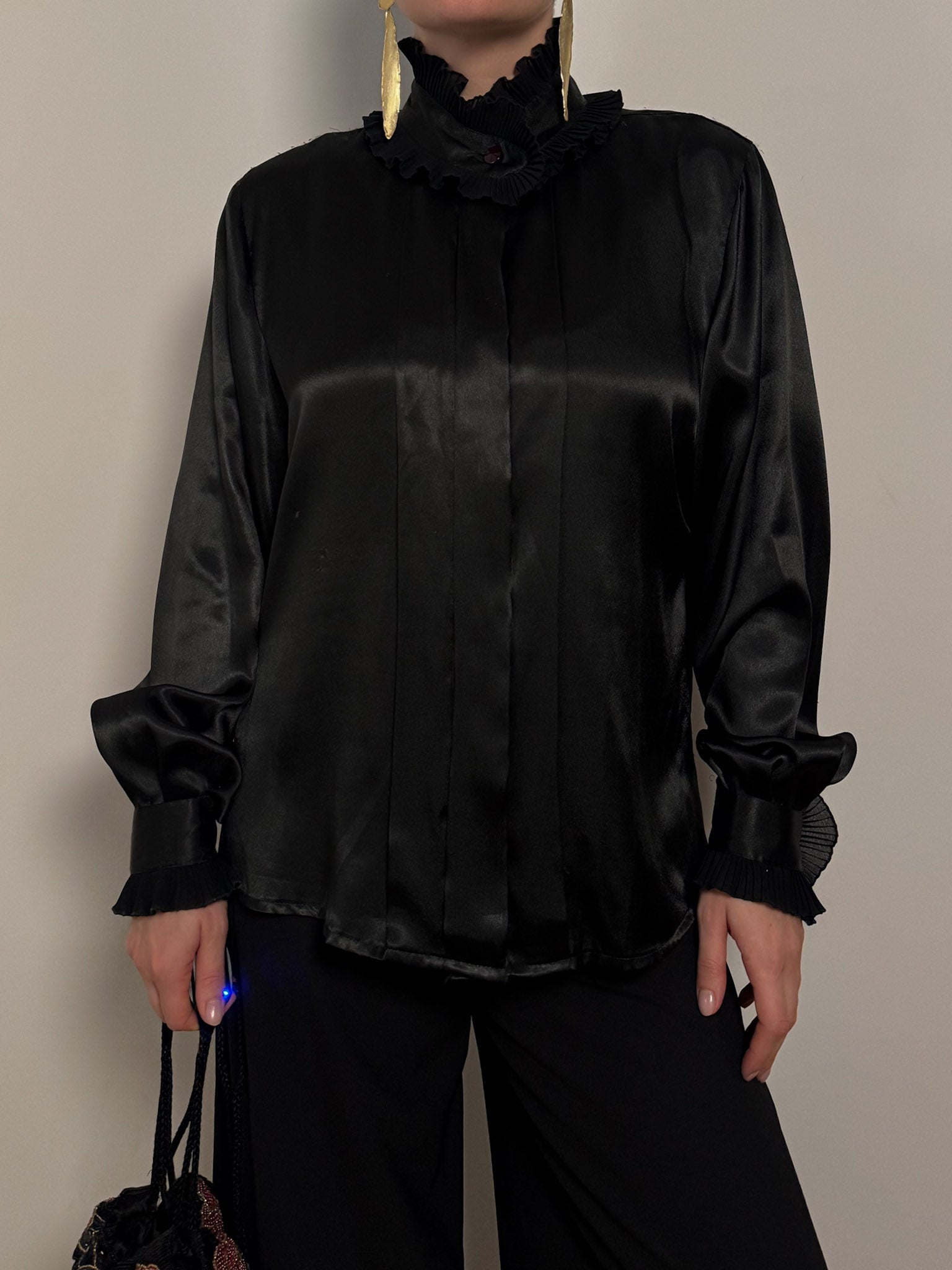Satin effect black blouse