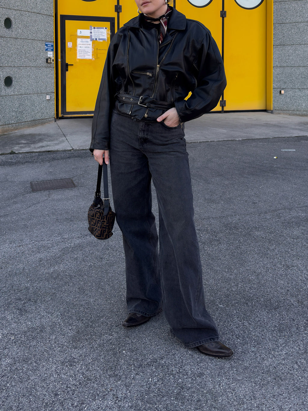 Genuin leather black bomber