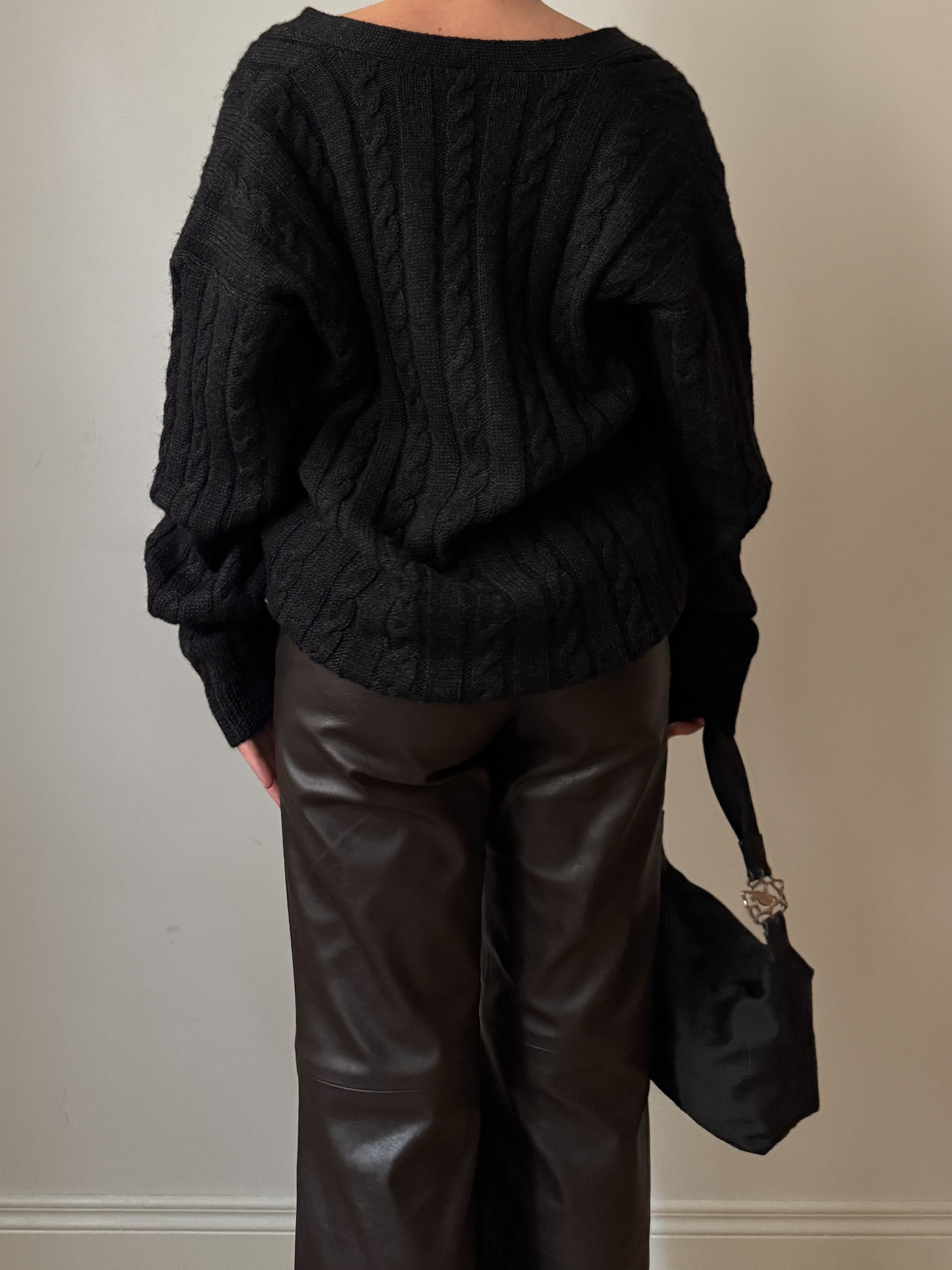 Pure wool anthracite cardigan