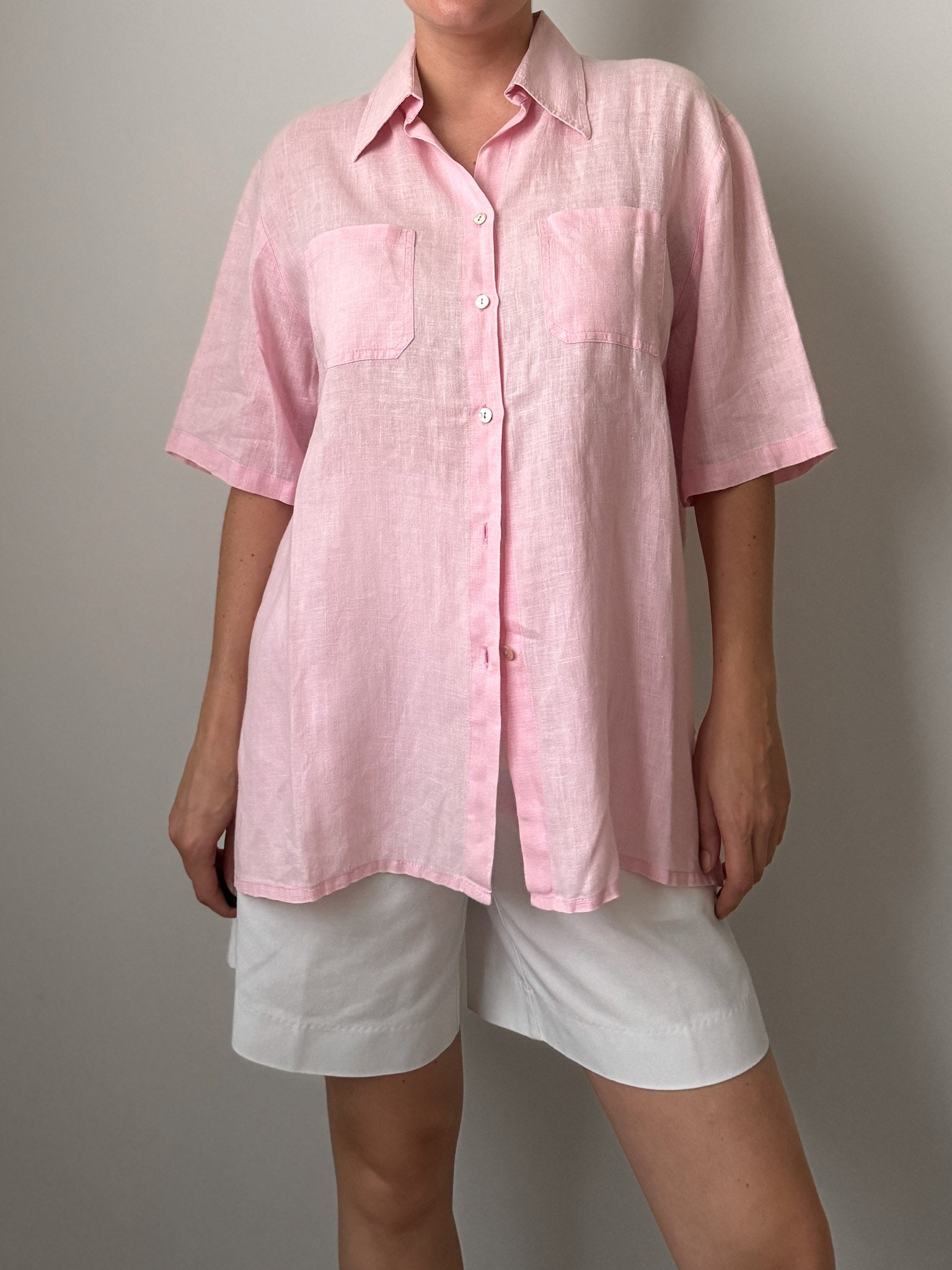 Pure linen pink shirt