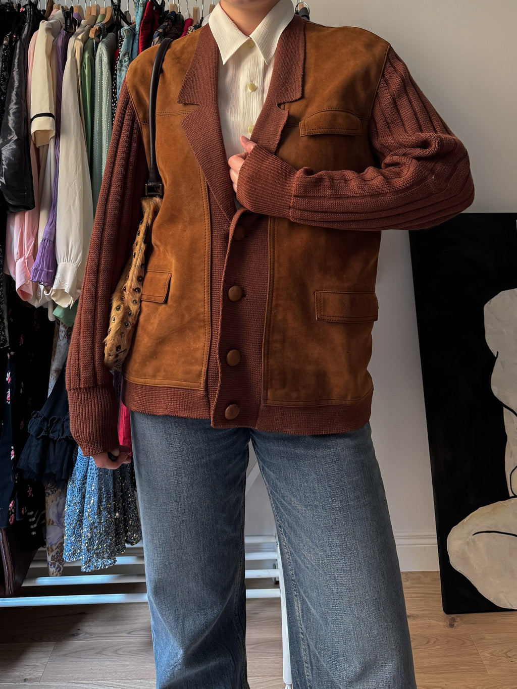 Wool and suede caramel jacket