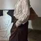 Pure silk ivory and grey blouse