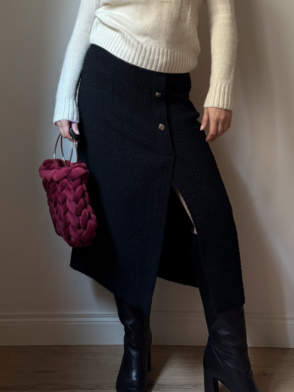 Marella wool blend black skirt