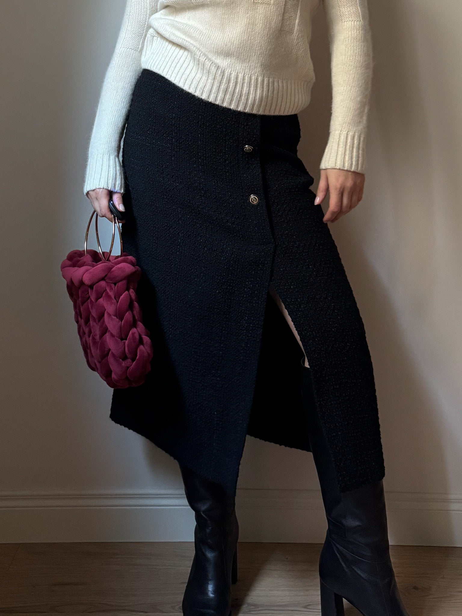 Marella wool blend black skirt